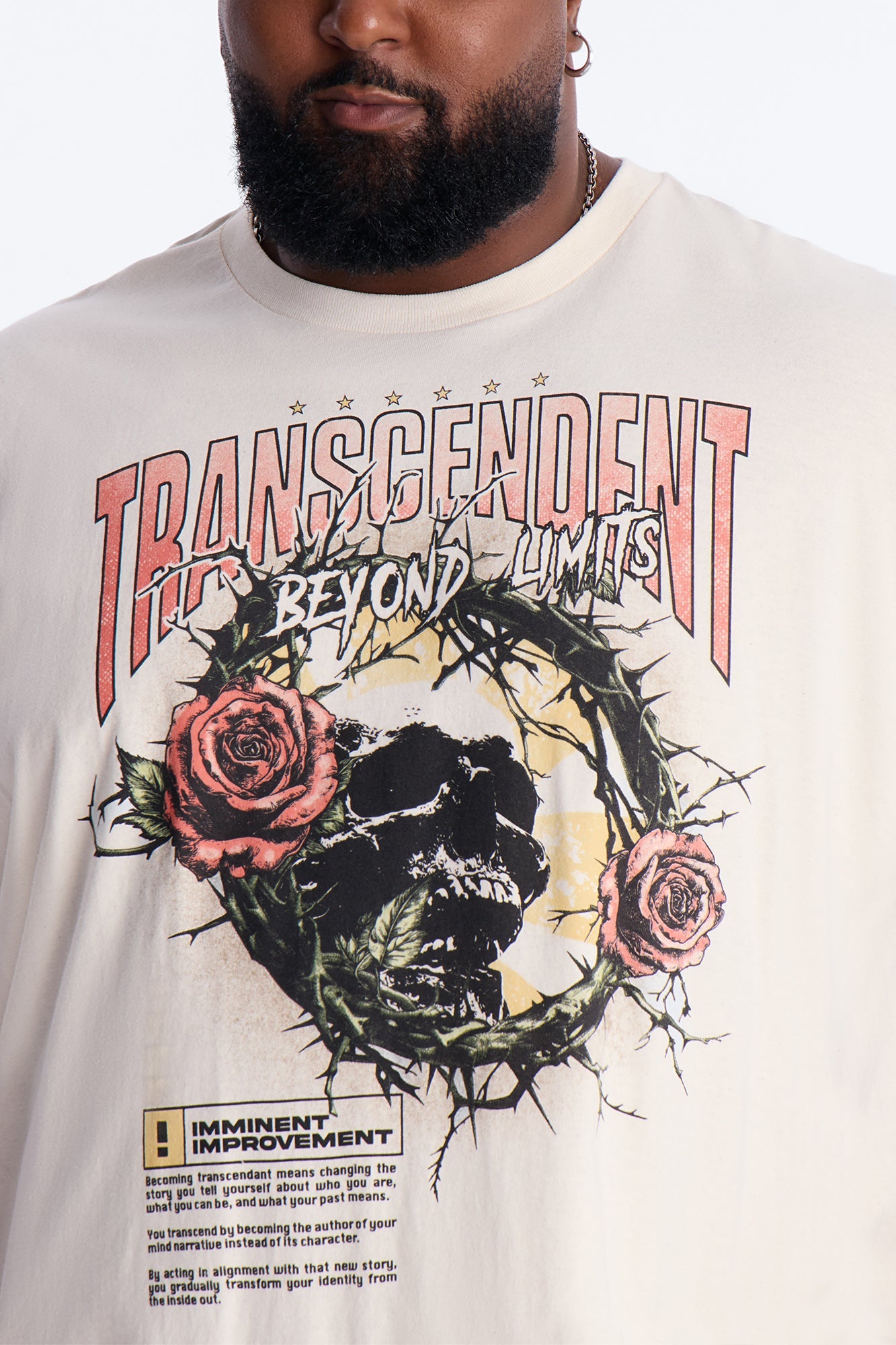 Transcendent Beyond Limits Oversized Short Sleeve Tee - Natural
