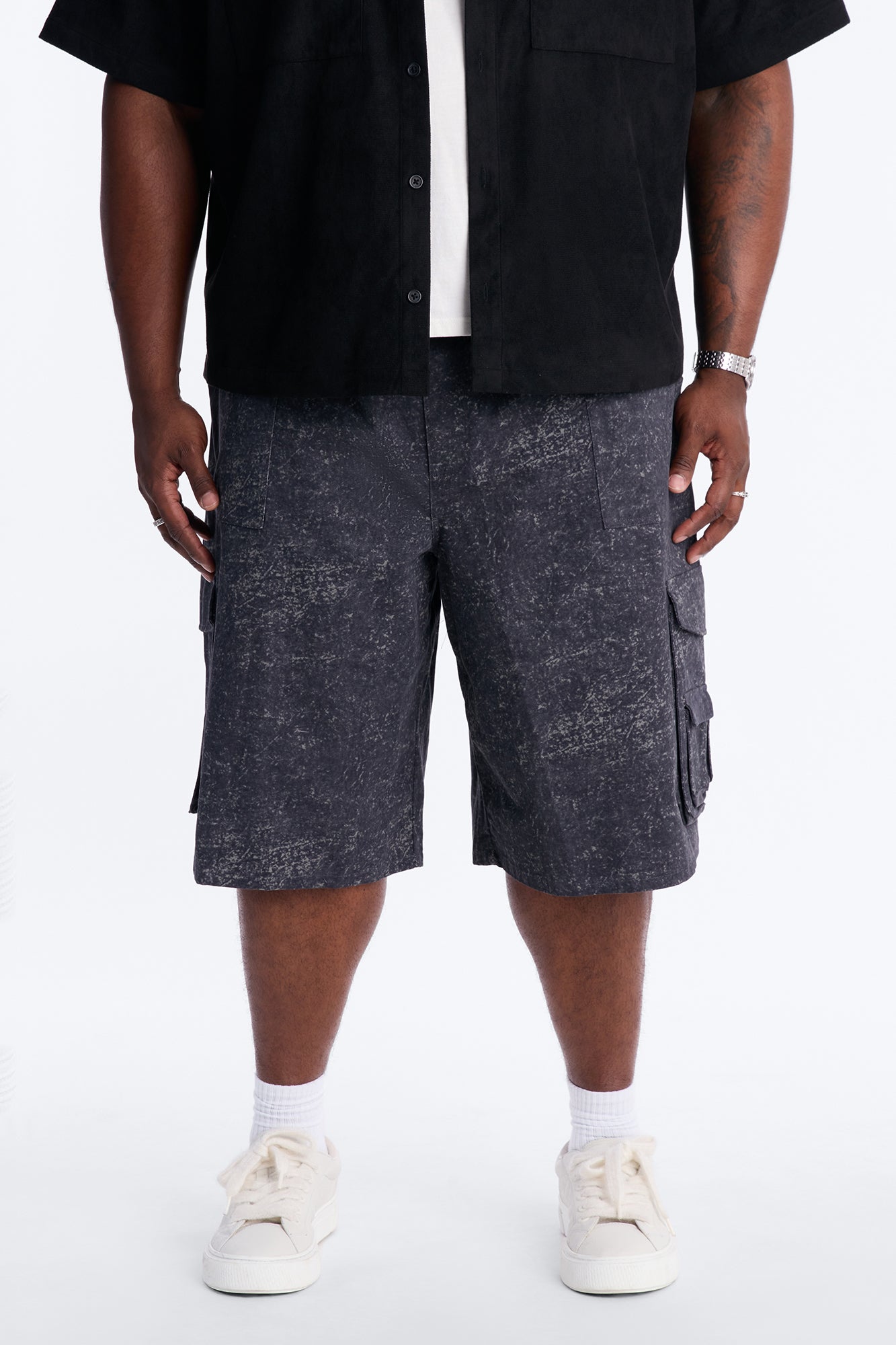 Baggy Mental State Cargo Short - Charcoal