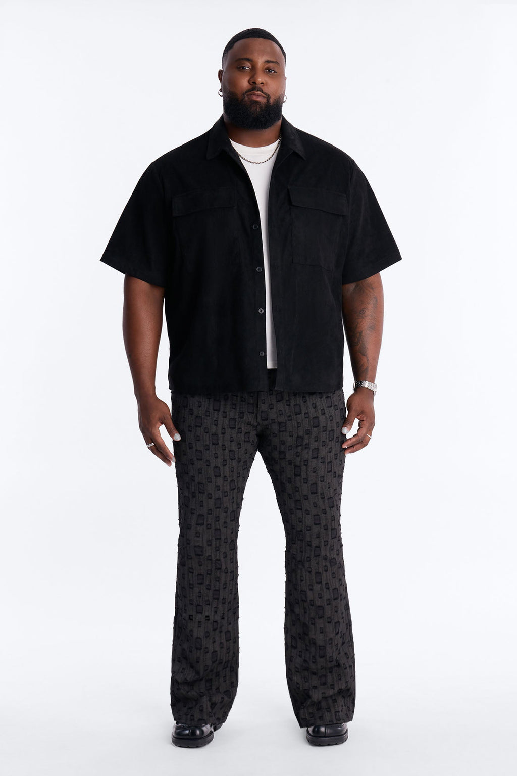 Stacked Slim Flare Distant Reality Distressed Pant - Charcoal