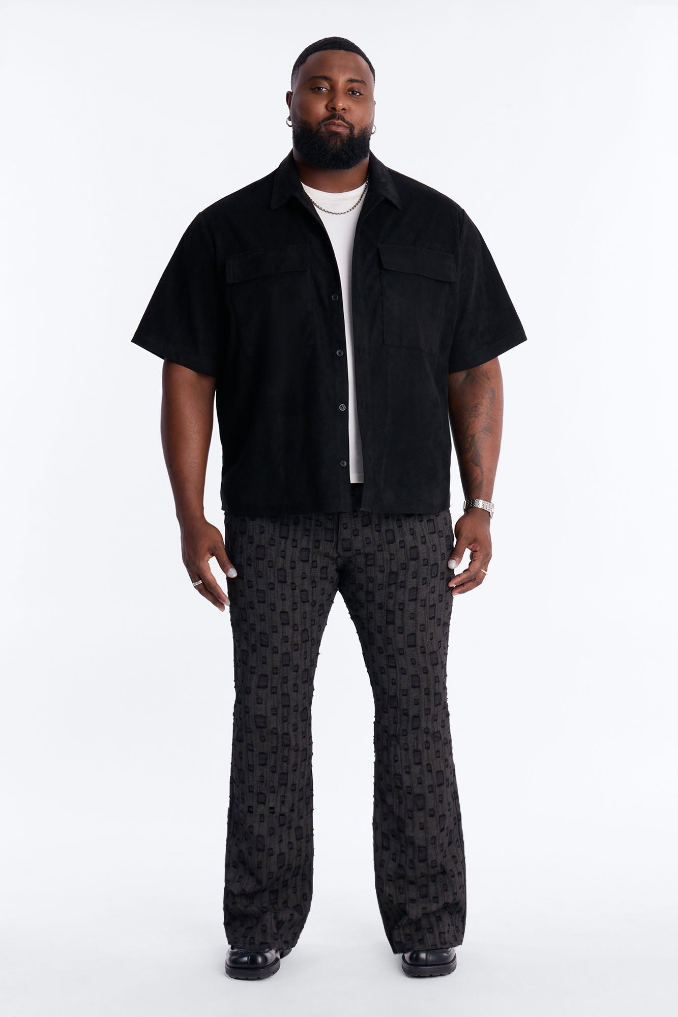 Stacked Slim Flare Distant Reality Distressed Pant - Charcoal