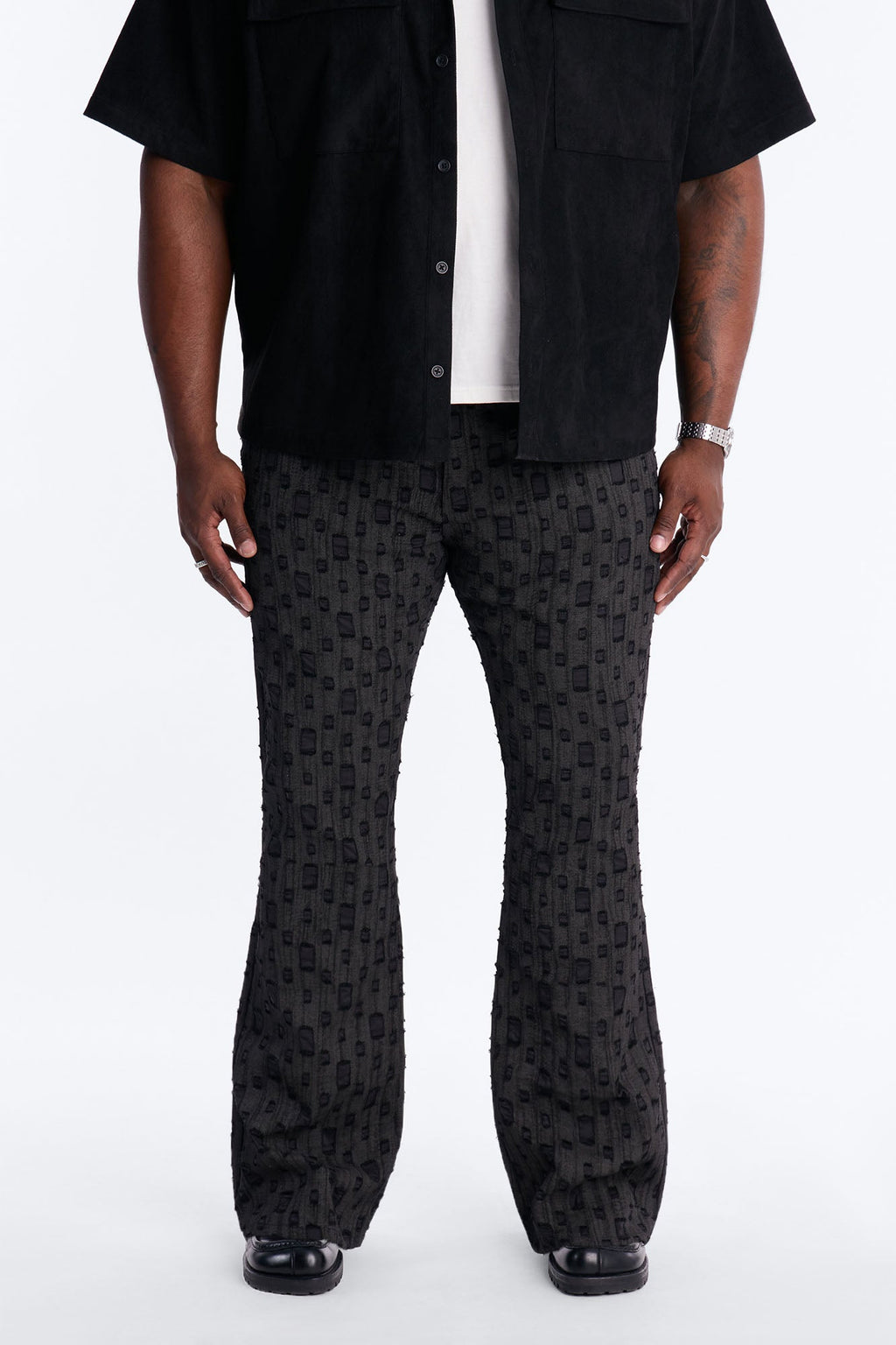 Stacked Slim Flare Distant Reality Distressed Pant - Charcoal