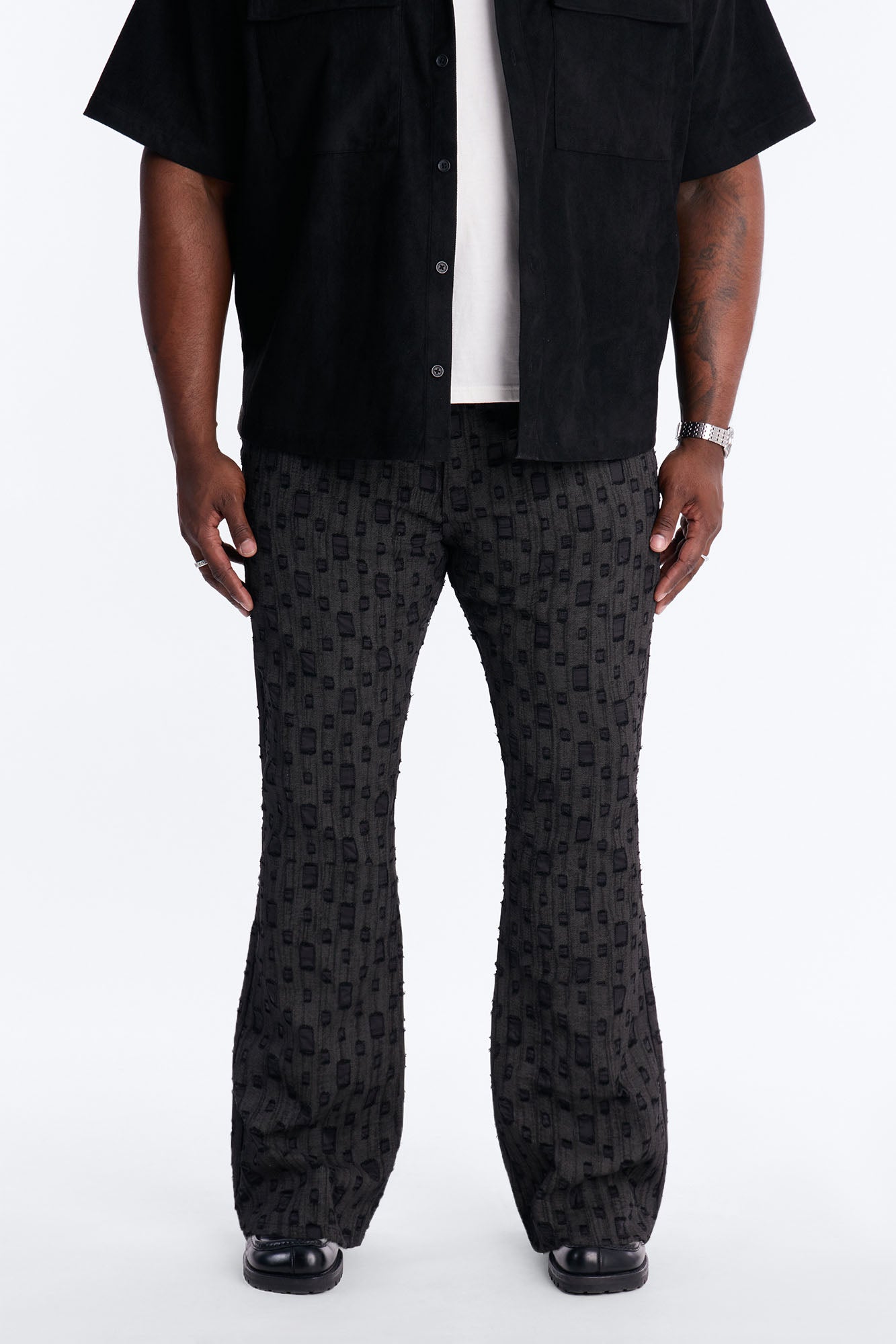 Stacked Slim Flare Distant Reality Distressed Pant - Charcoal