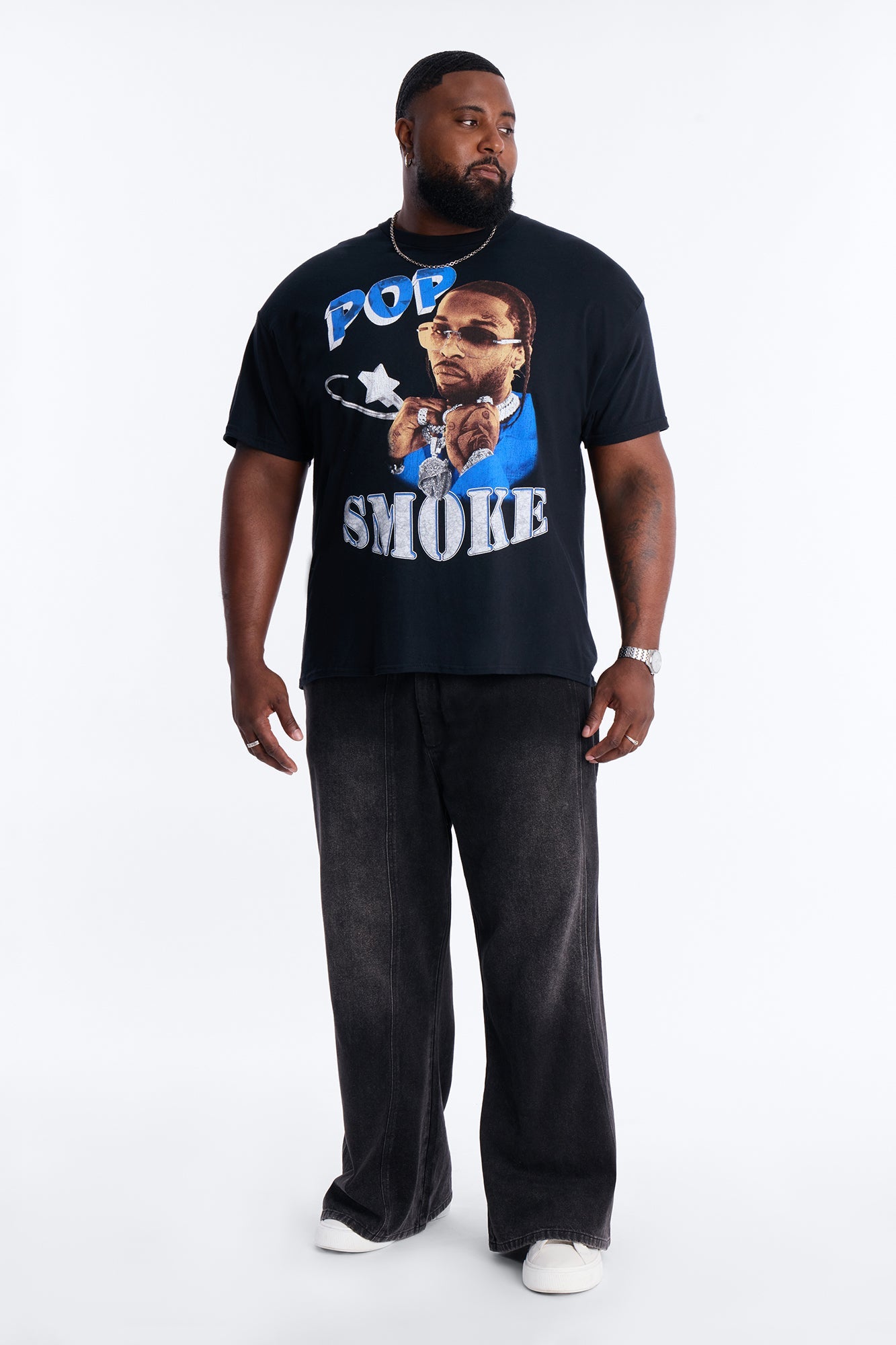 Pop Smoke Aim For The Moon Graphic Short Sleeve Tee - Black