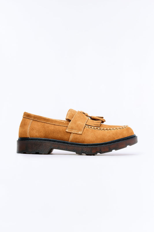 Genuine Suede Tassel Loafer - Brown