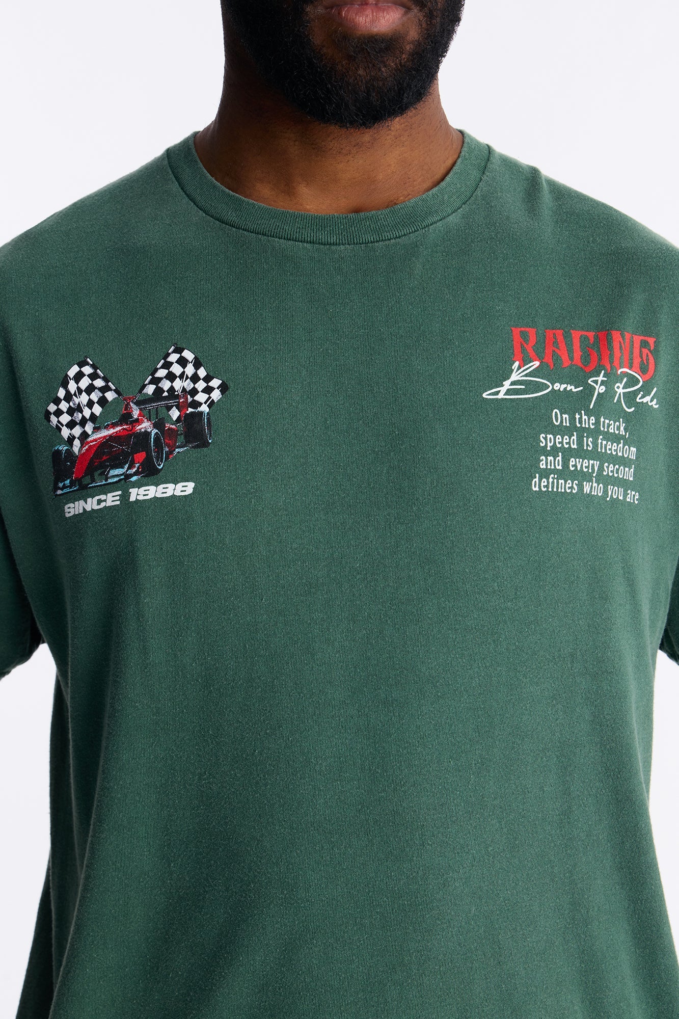 Racing Time Oversized Short Sleeve Tee - Hunter Green