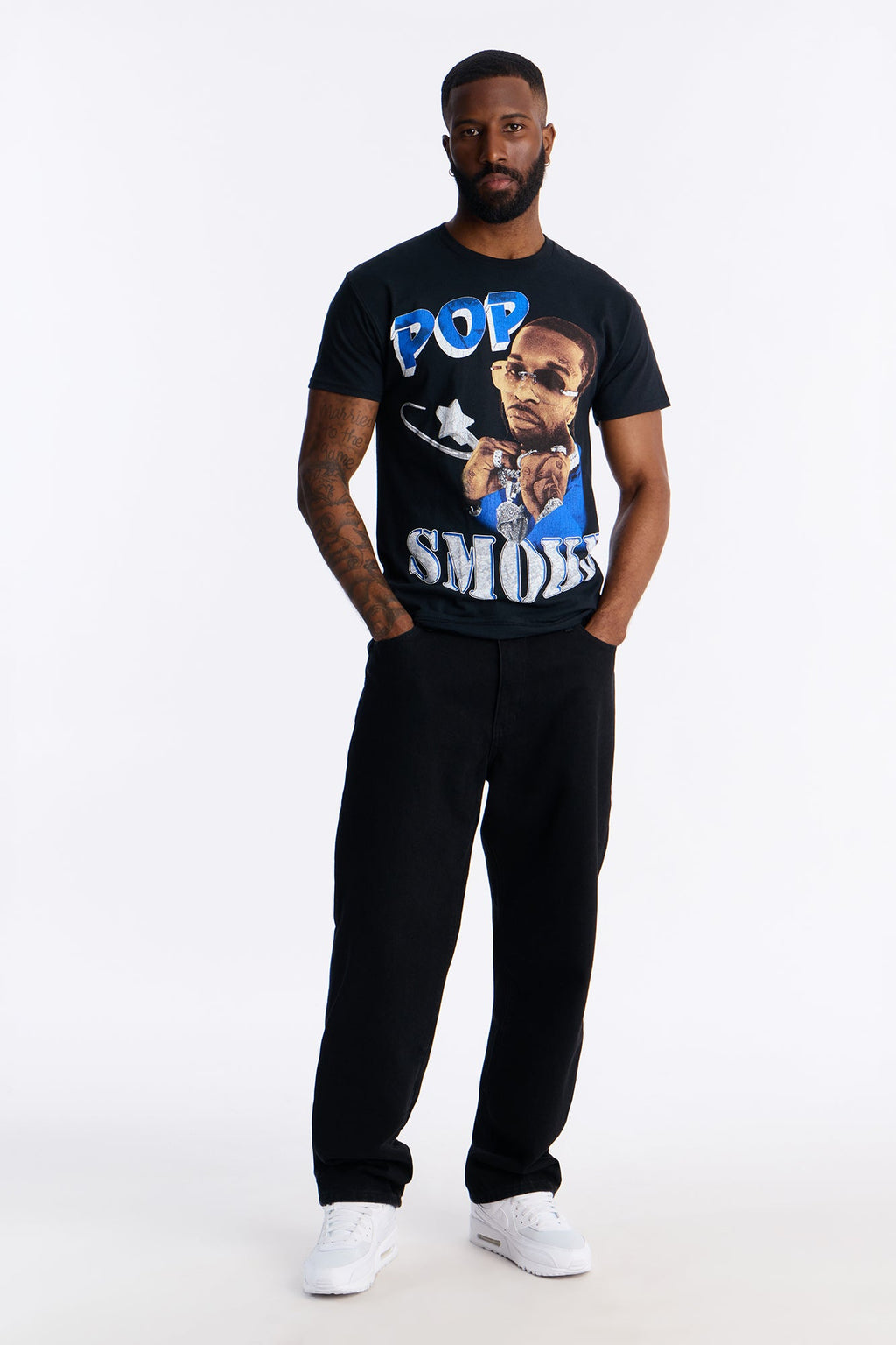 Pop Smoke Aim For The Moon Graphic Short Sleeve Tee - Black