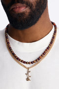 Layered Cuban Rose And Beaded Necklace Set - Gold/combo