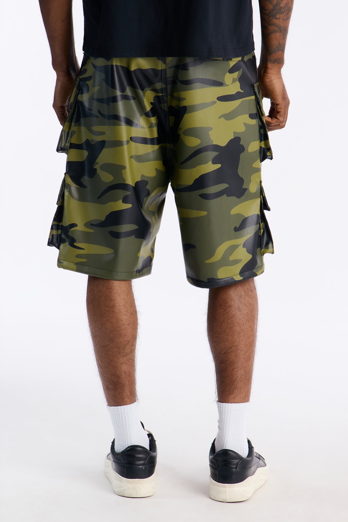 Faux Leather Camo Mirage Cargo Short - Camouflage
