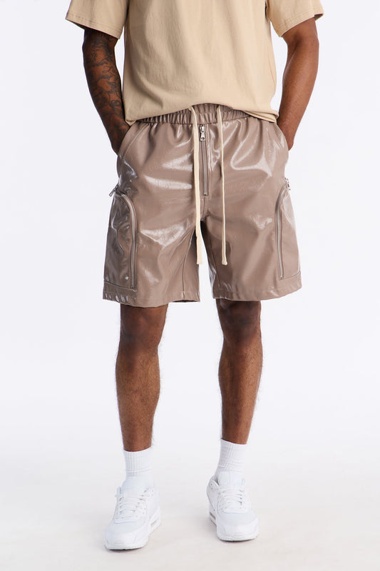 Relaxed Concordia Faux Leather Short - Brown