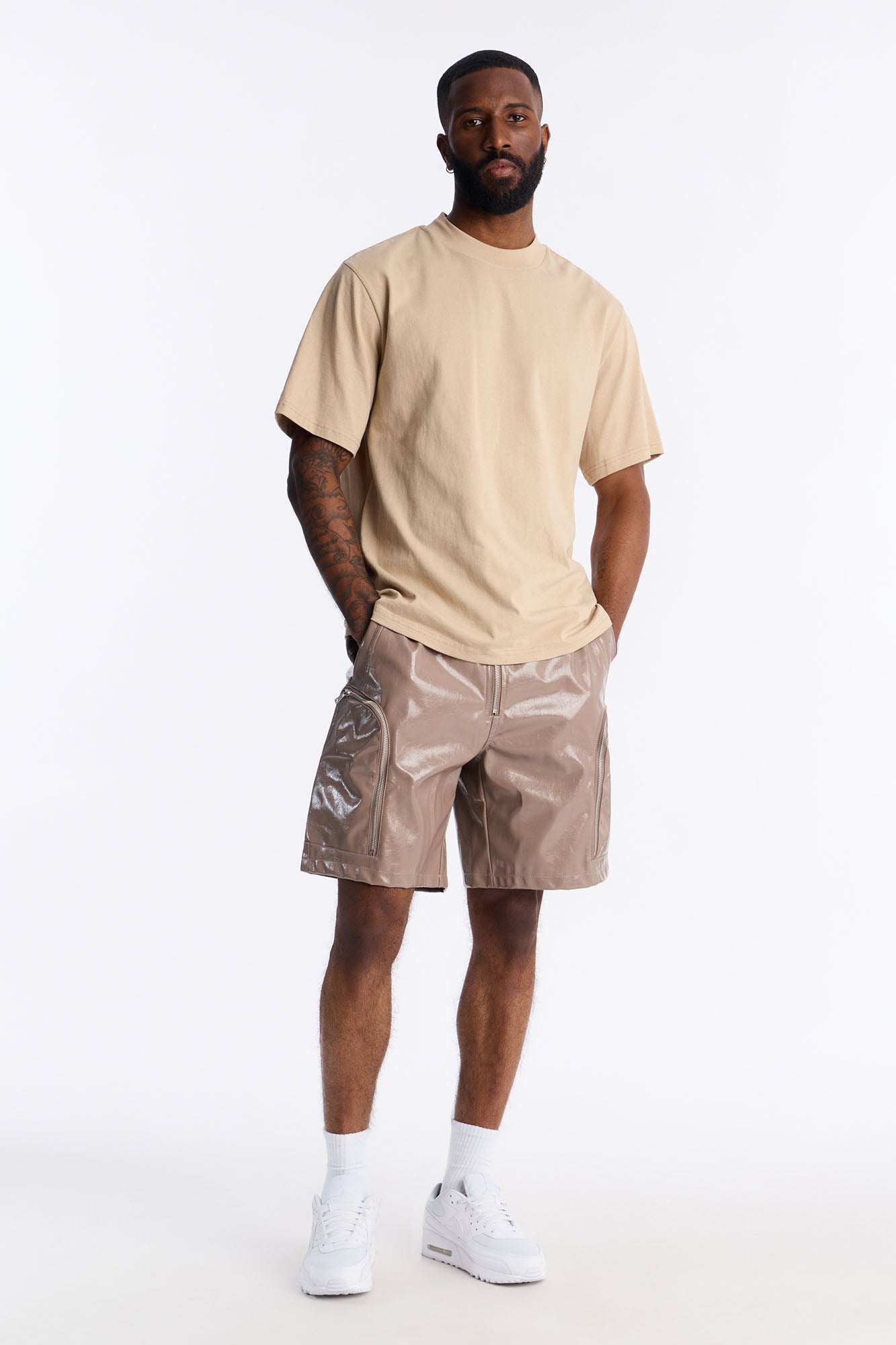 Relaxed Concordia Faux Leather Short - Brown