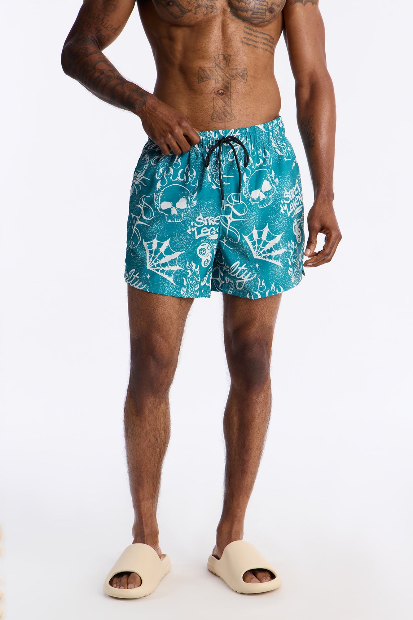 Street Legend All Over Printed Swim Trunk 4″ - Teal