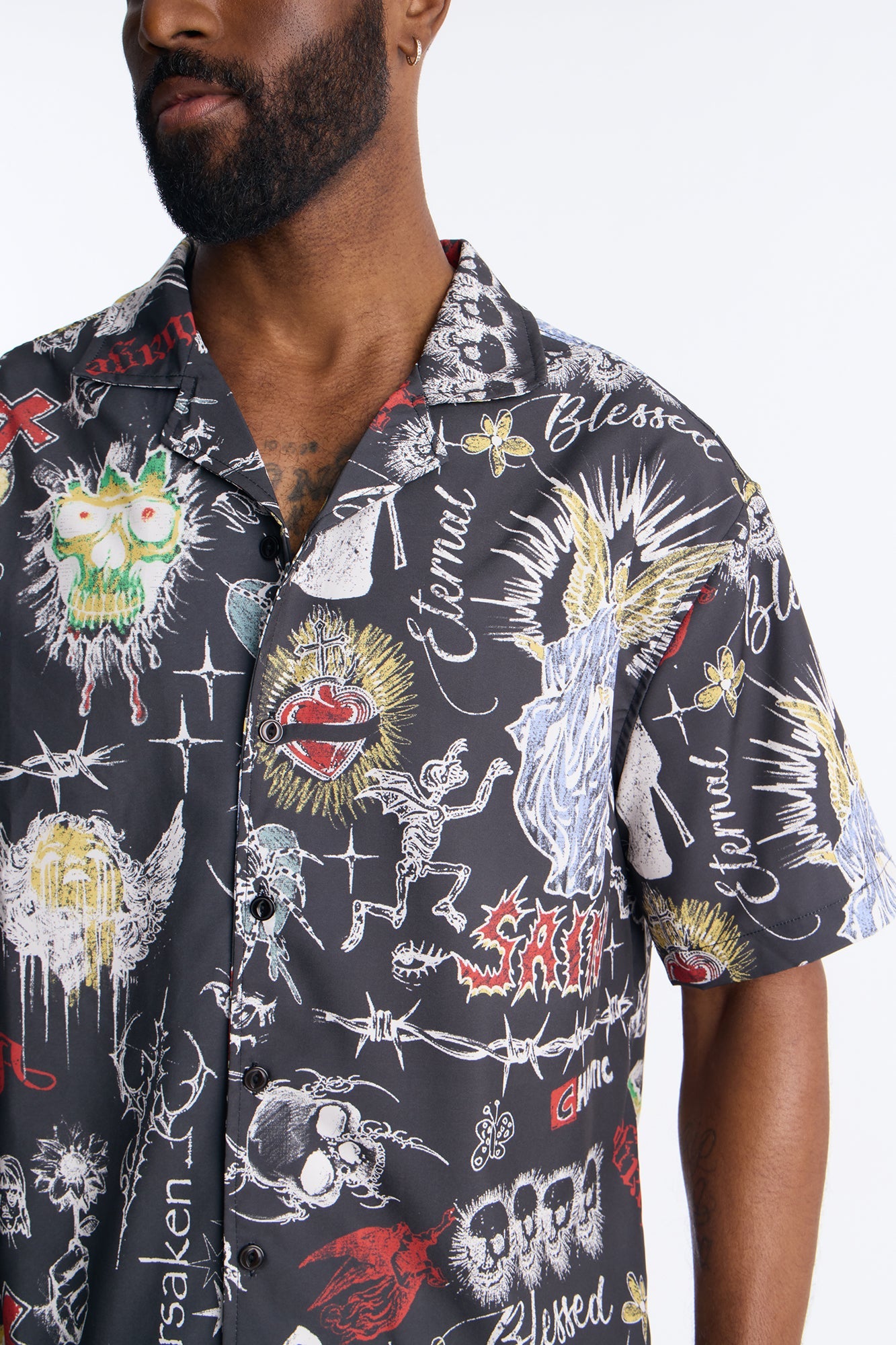 Graffiti Parlor All Over Printed Button Up Shirt - Multi Color