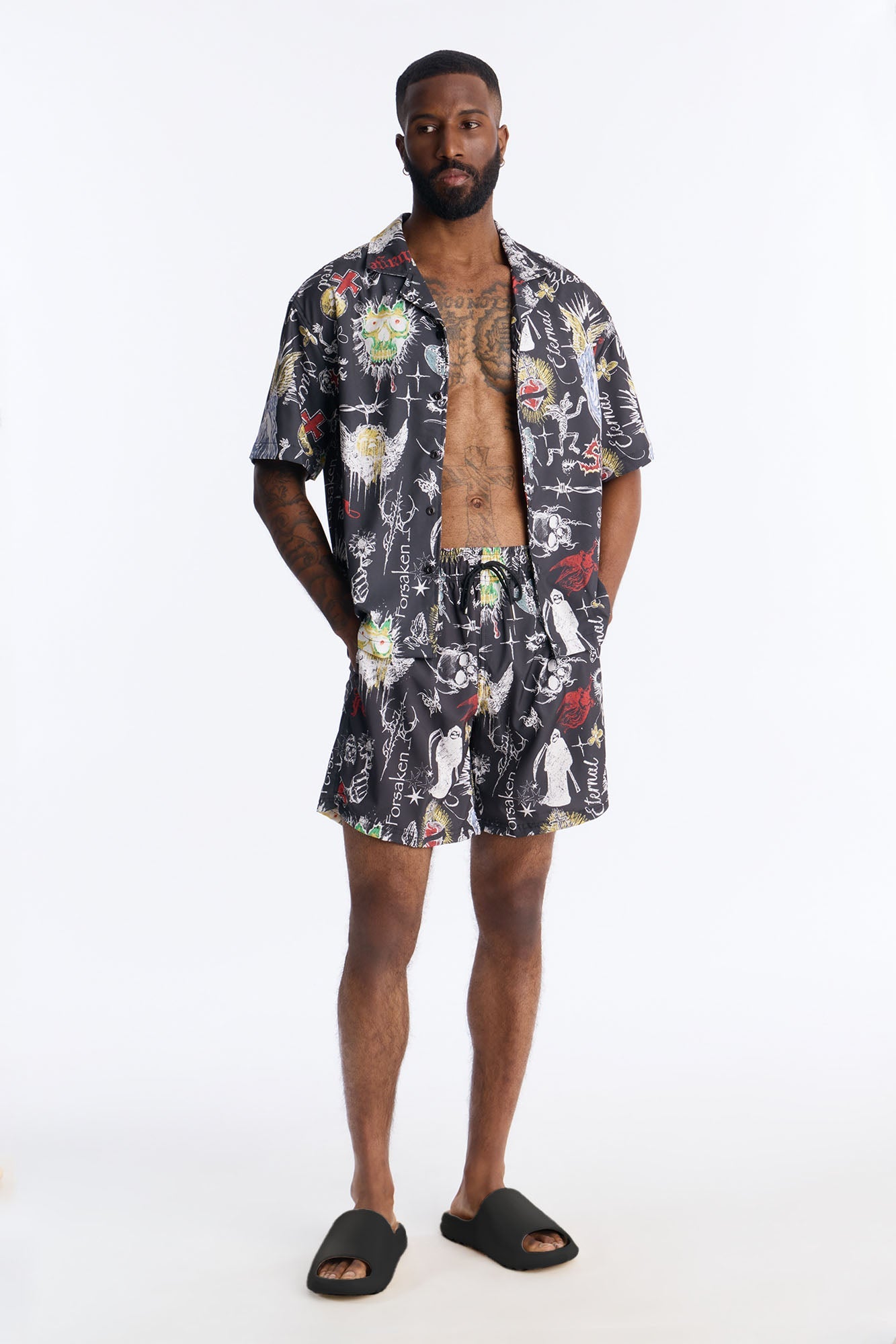 Graffiti Parlor All Over Printed Swim Trunk 7″ - Multi Color