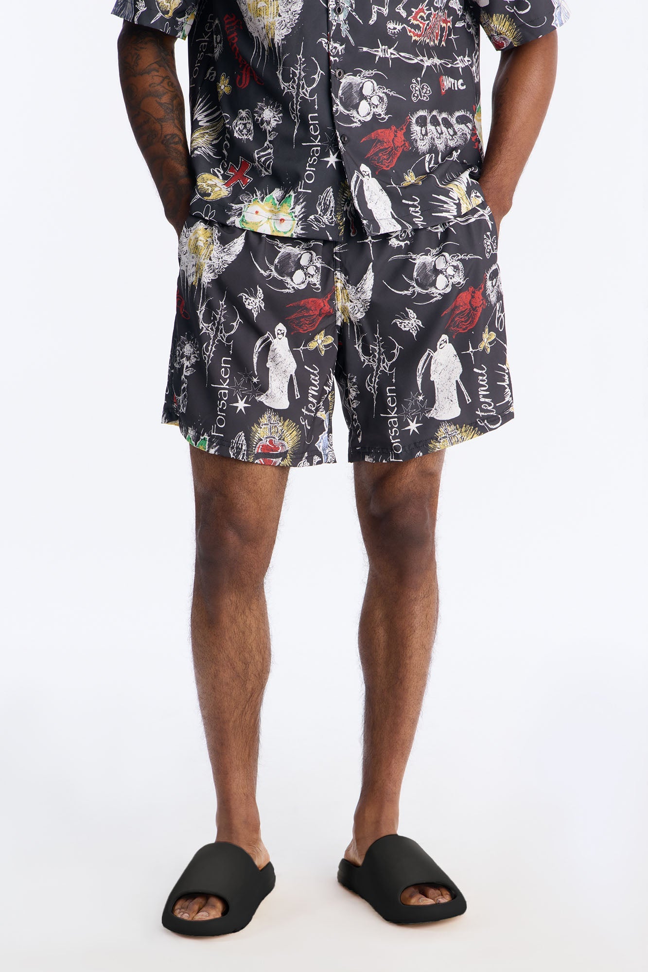 Graffiti Parlor All Over Printed Swim Trunk 7″ - Multi Color