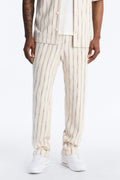 Slim Caicos Textured Stripe Slit Pant - Cream