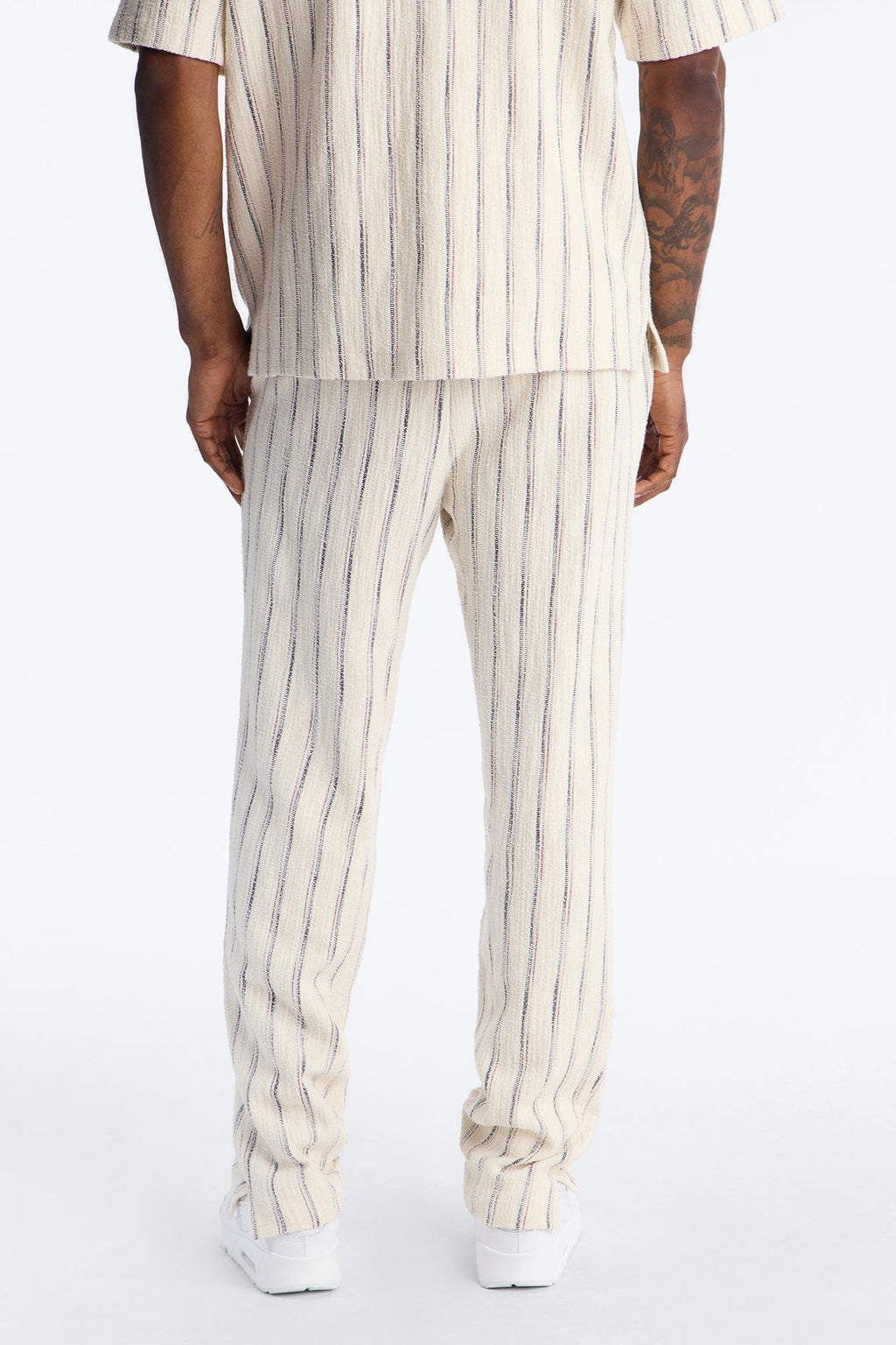 Slim Caicos Textured Stripe Slit Pant - Cream