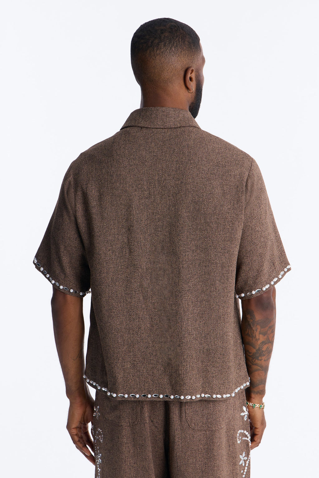 Cropped Wanderlust Pearl Journey Button Up - Brown