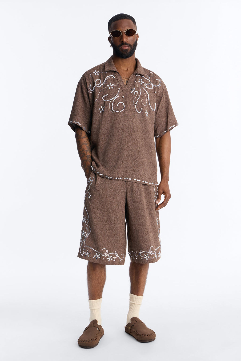 Wanderlust Pearl Journey Johnny Collar Polo - Brown