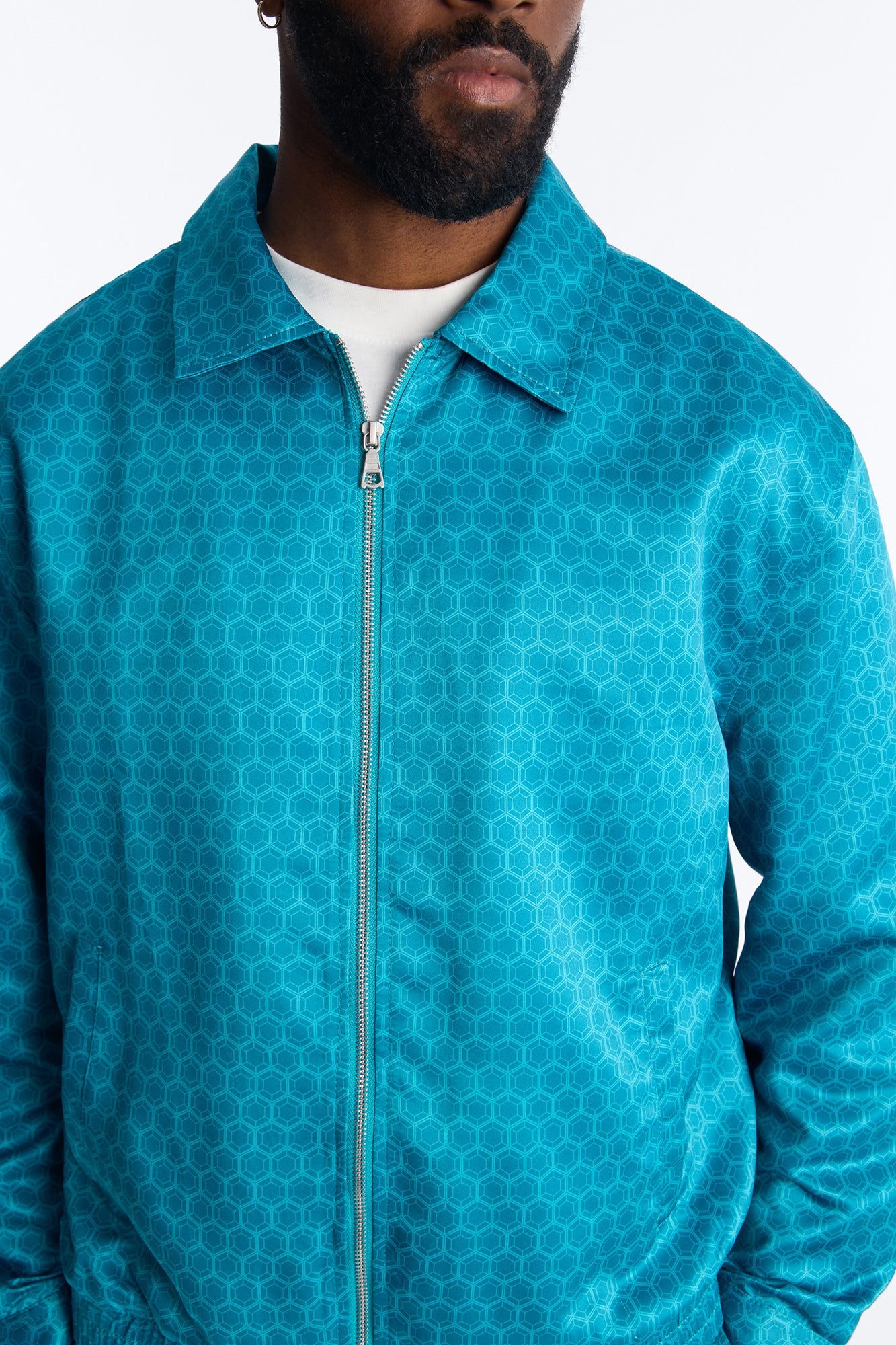 St. Tropez Motif Rope Applique Bomber Jacket - Blue