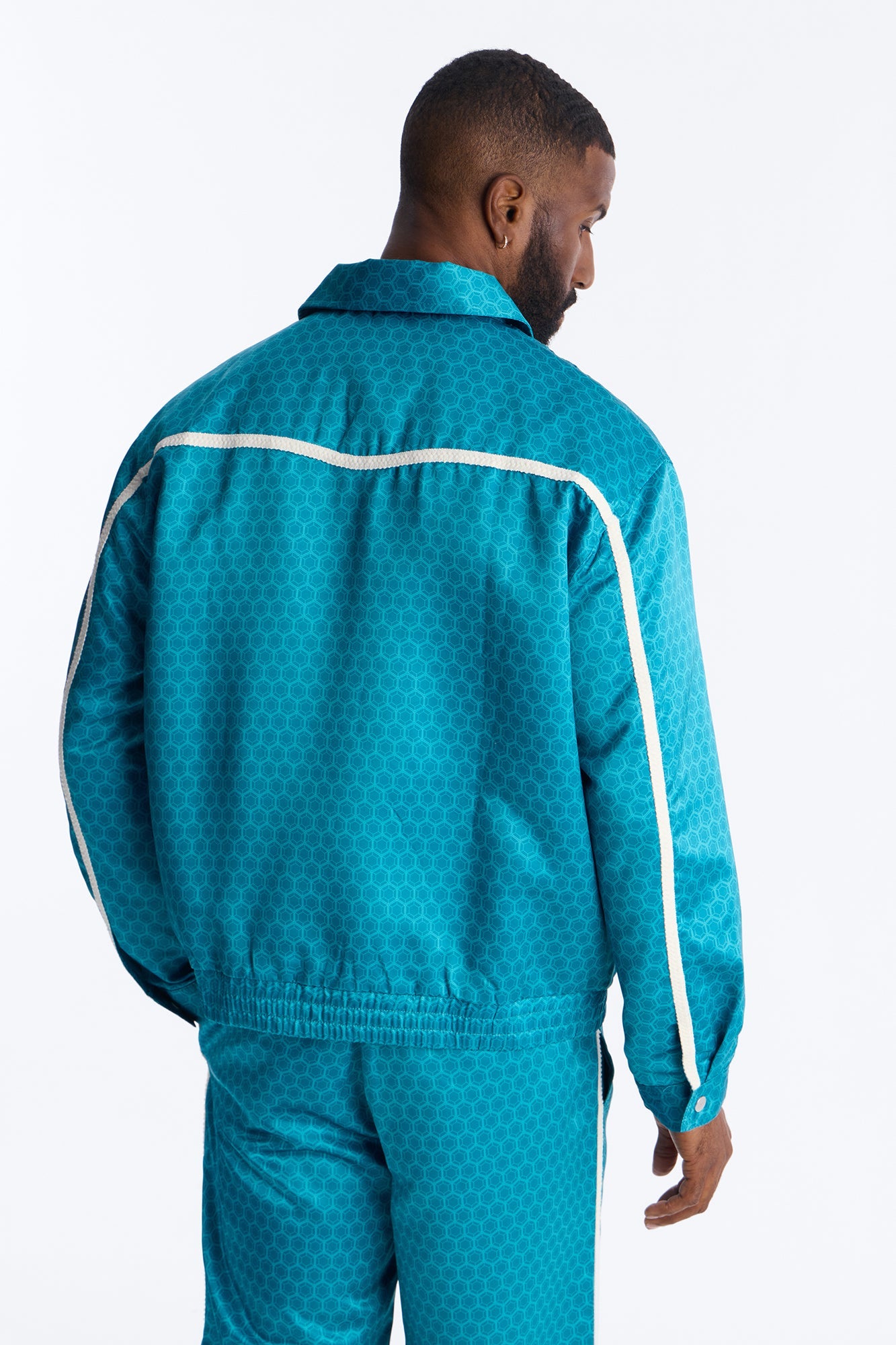 St. Tropez Motif Rope Applique Bomber Jacket - Blue