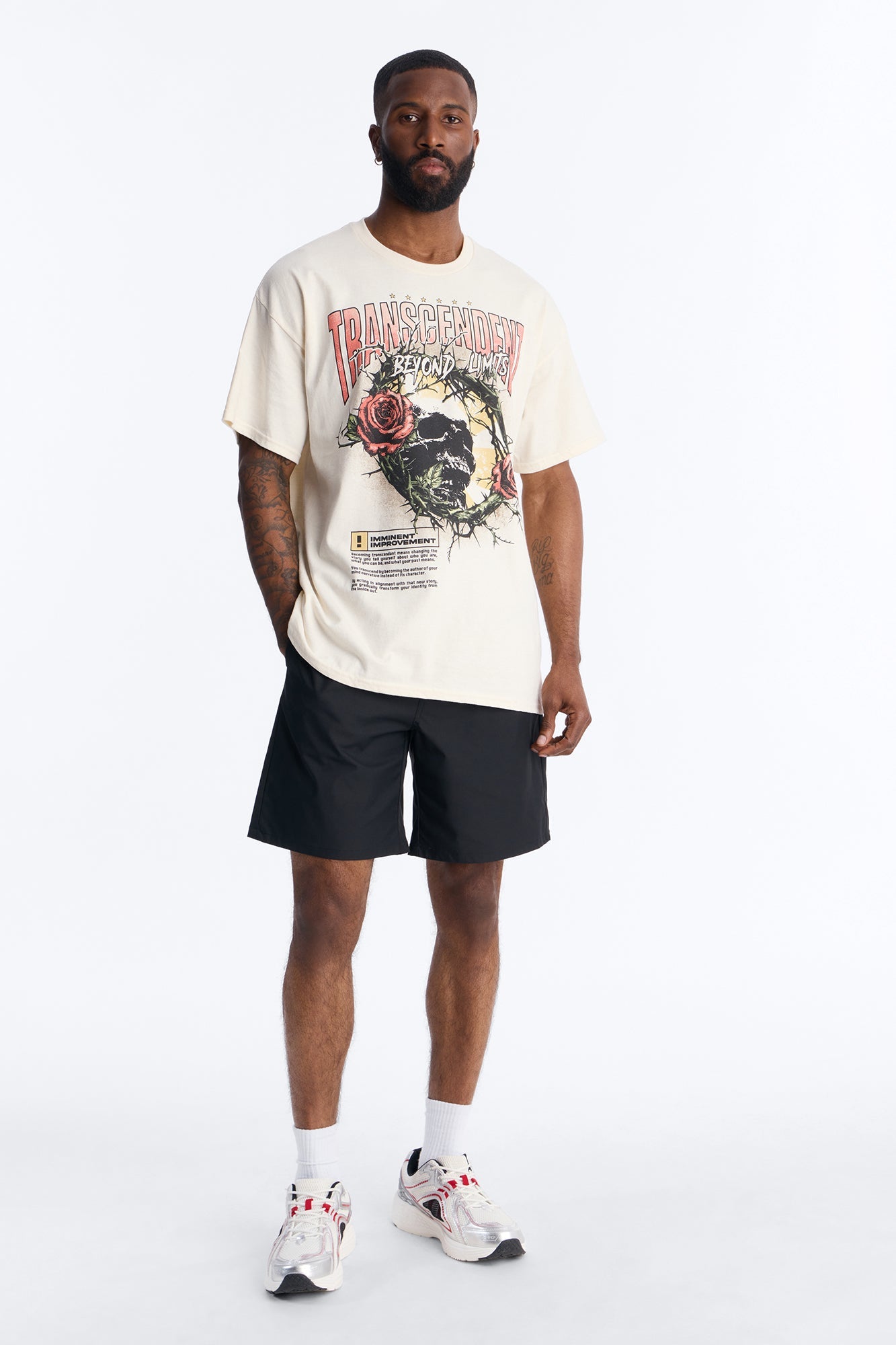 Transcendent Beyond Limits Oversized Short Sleeve Tee - Natural