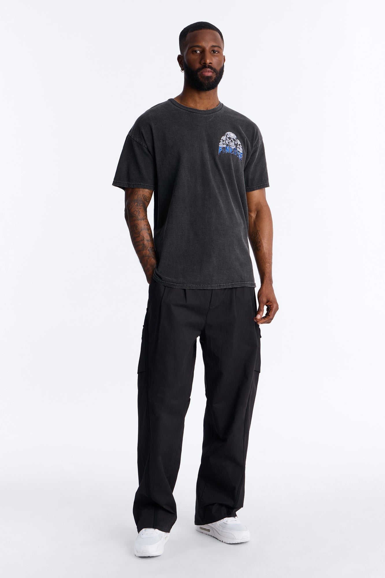 Black Panther Finesse Vintage Oversized Short Sleeve Tee - Black Wash