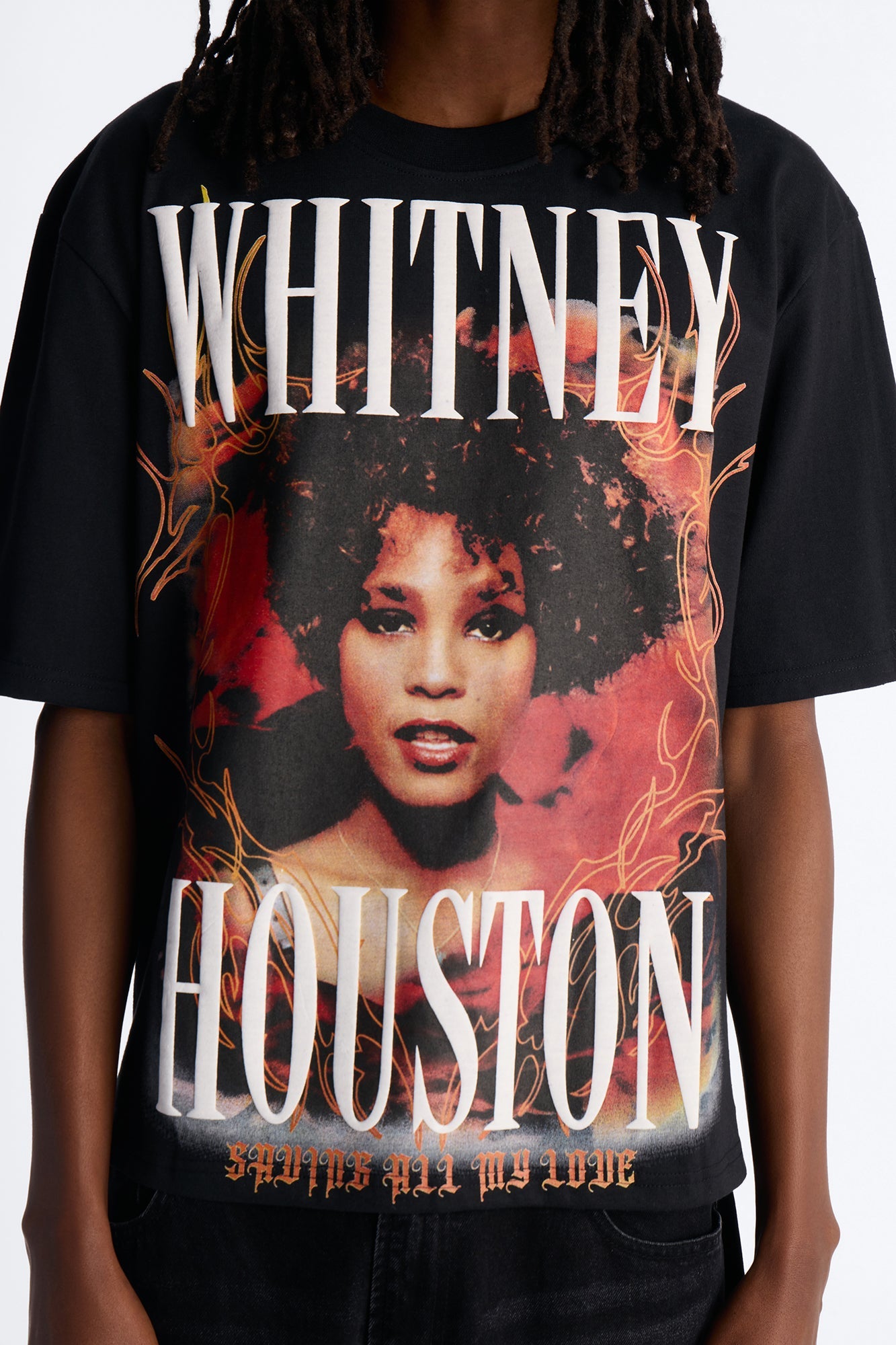 Whitney Houston Saving All My Love Short Sleeve Tee - Black