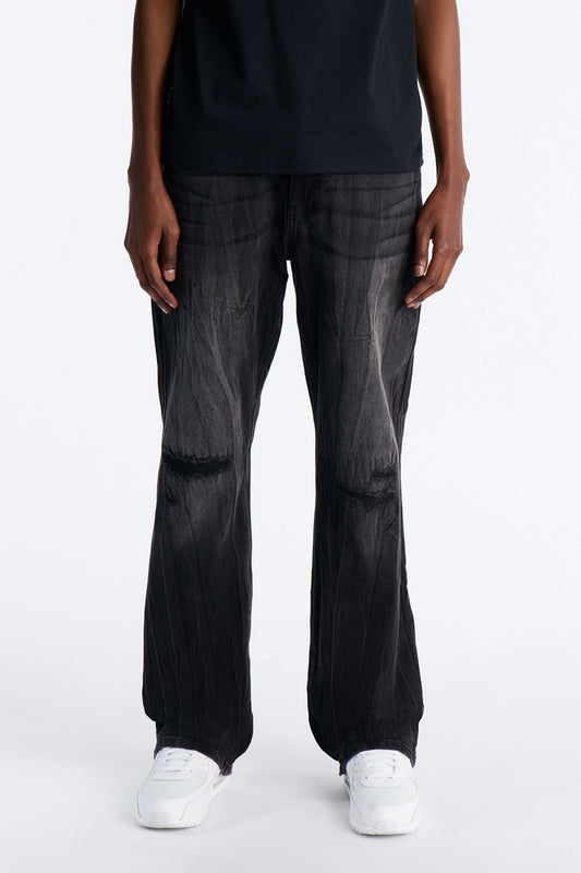 Dreamy Stacked Slim Flare Jeans - Black Wash