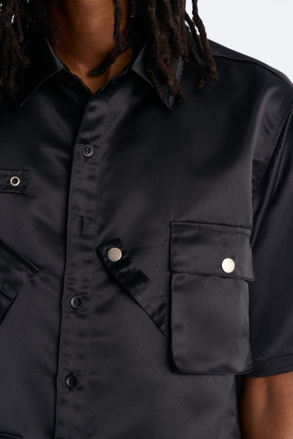 Boxy Tribeca Gloss Utility Shirt - Black