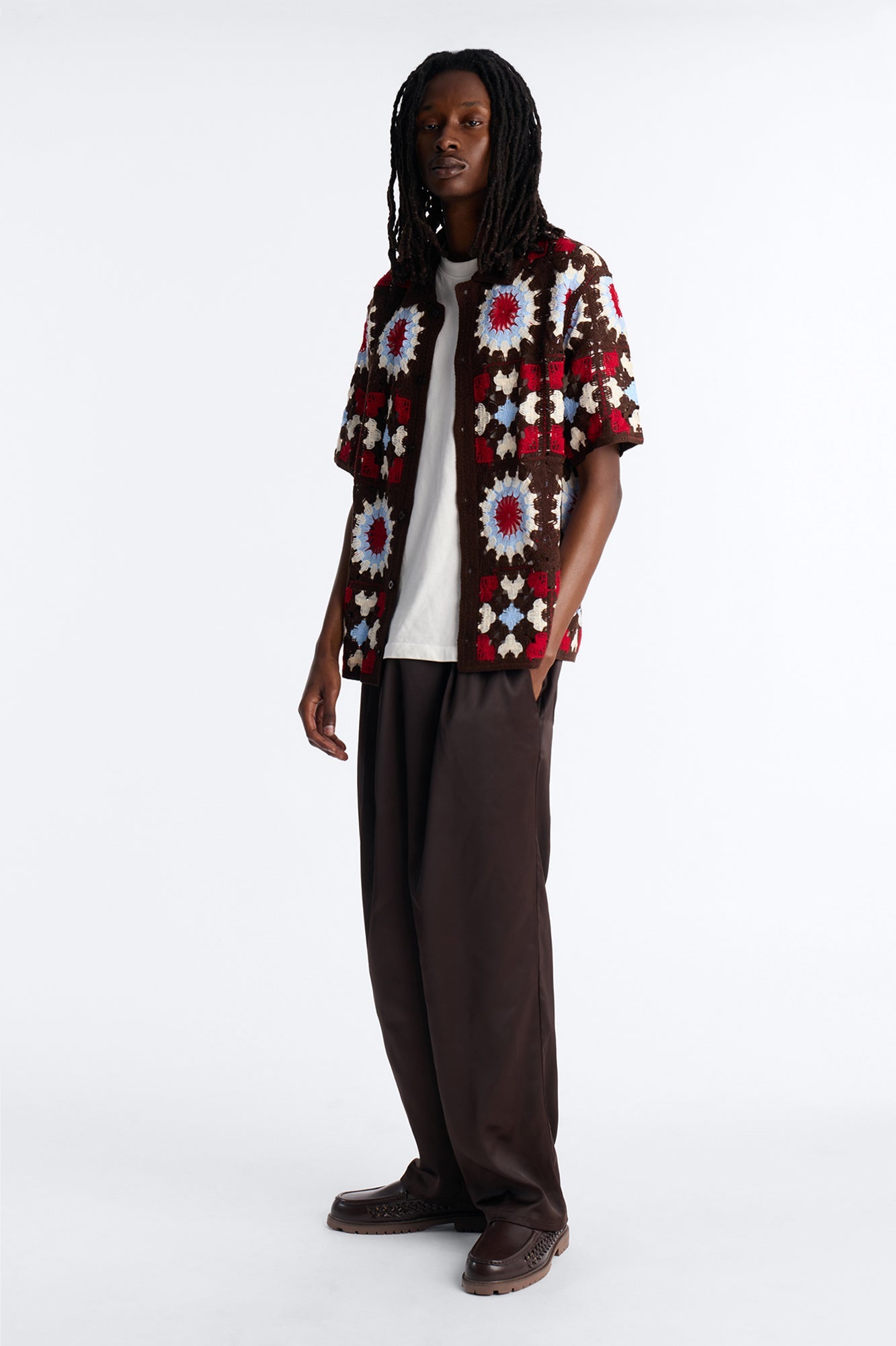 Relaxed Liquid Shadow Pleated Trouser - Brown