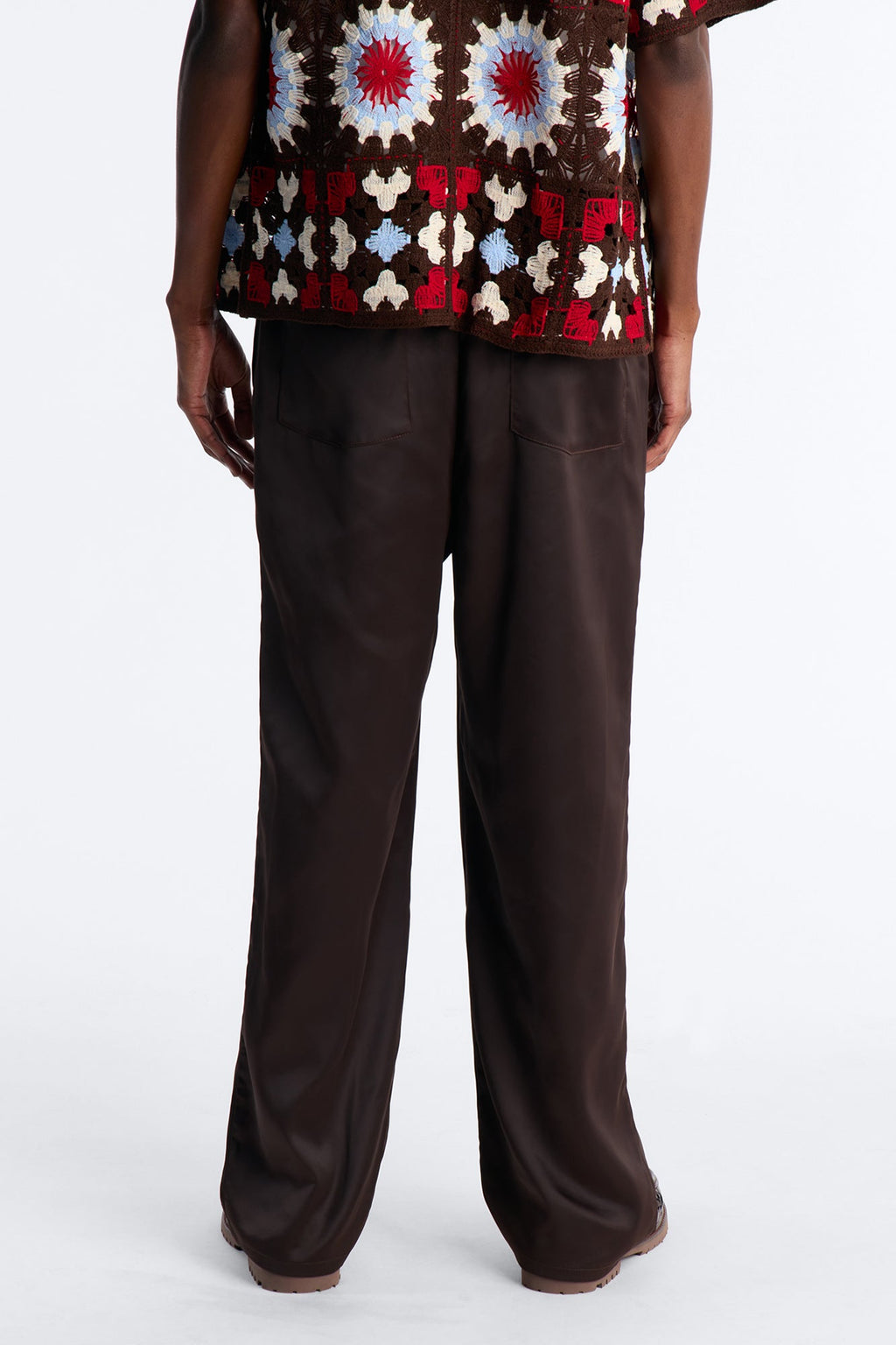 Relaxed Liquid Shadow Pleated Trouser - Brown
