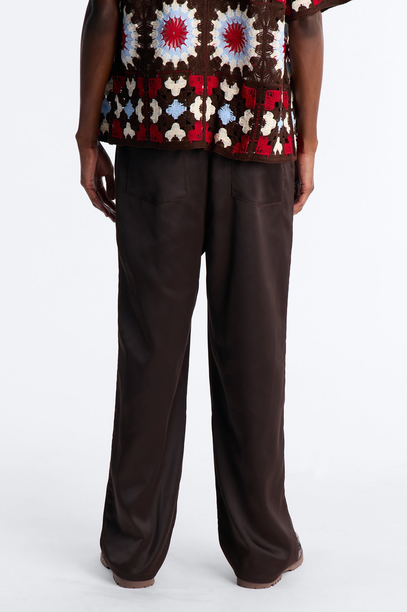 Relaxed Liquid Shadow Pleated Trouser - Brown