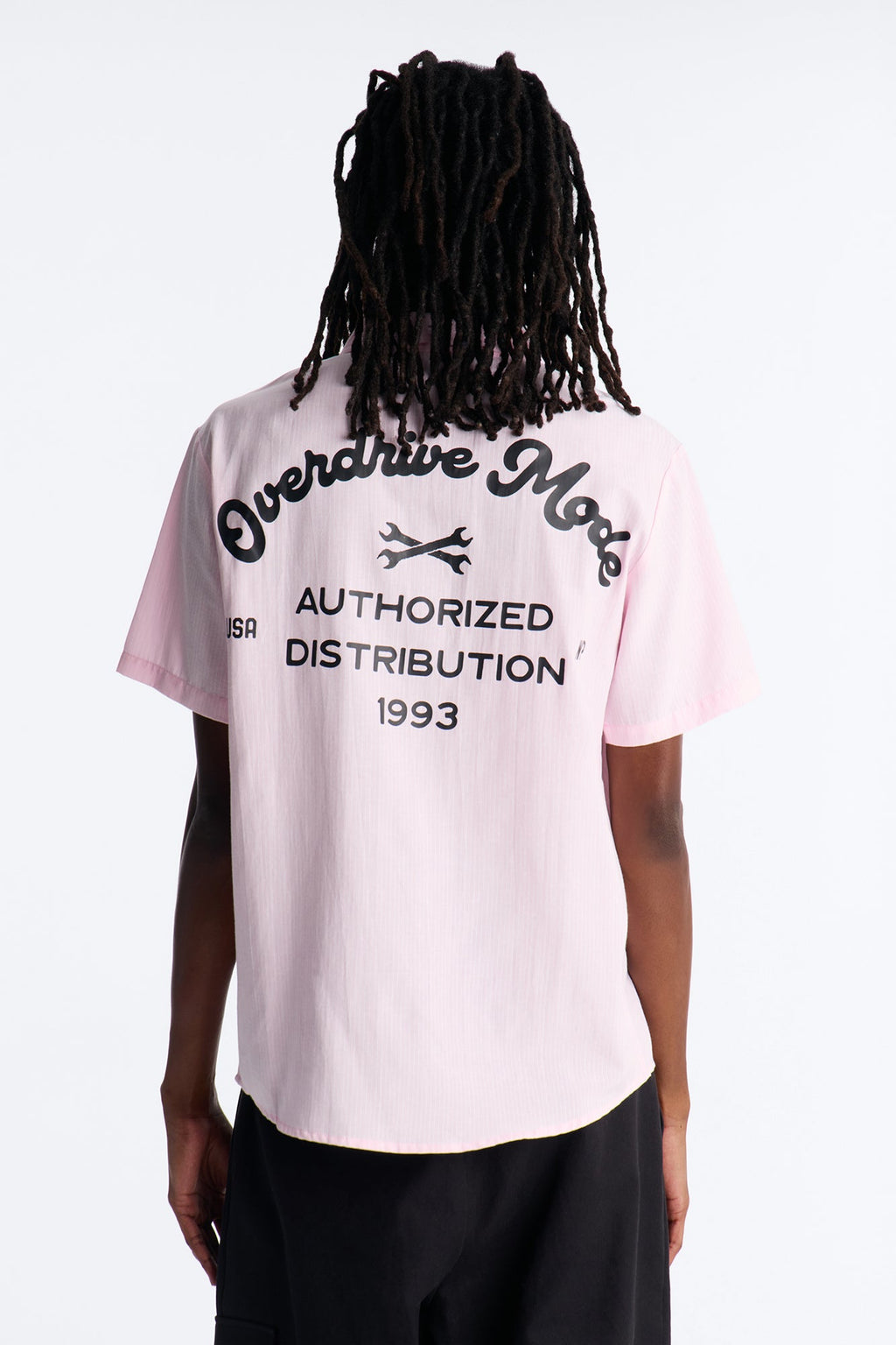 Cropped Overdrive Mode Striped Button Up Shirt - Pink