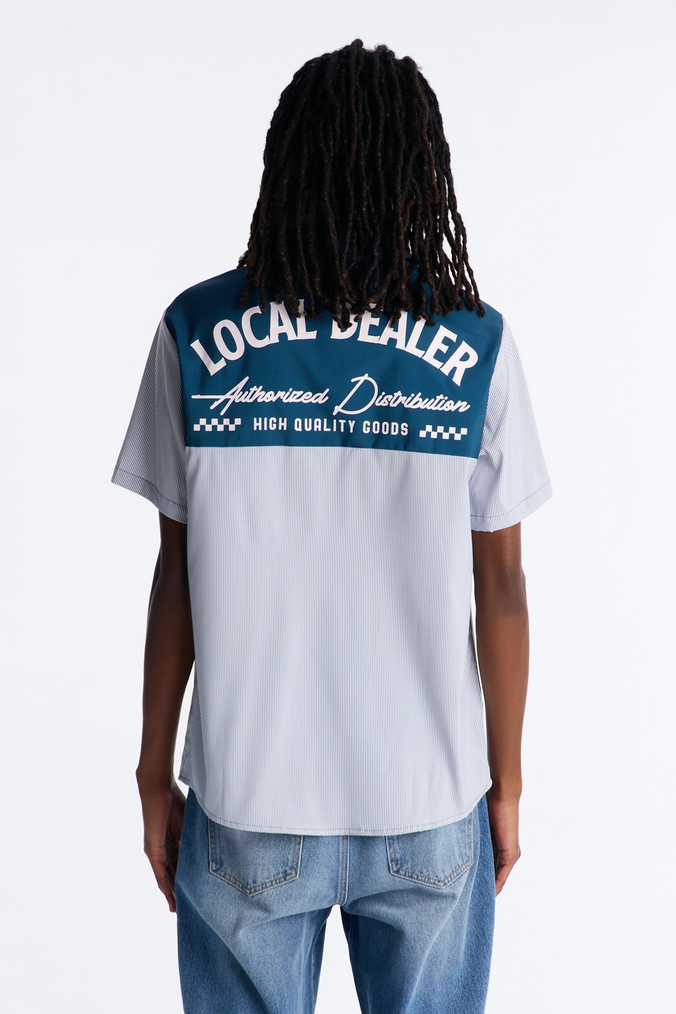 Local Dealer Striped Button Up Shirt - White