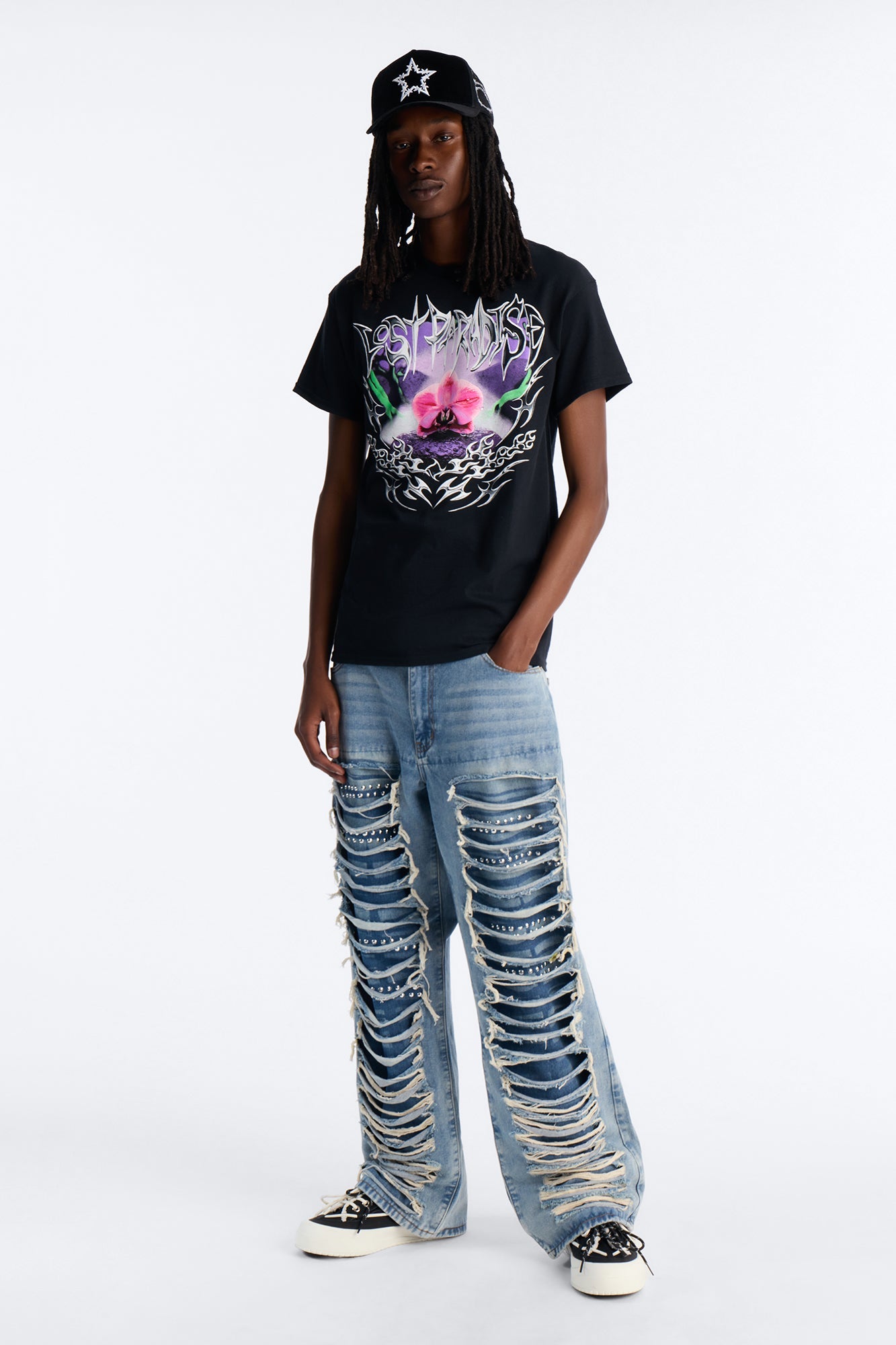 Baggy Studded Mayhem Jean - Light Wash