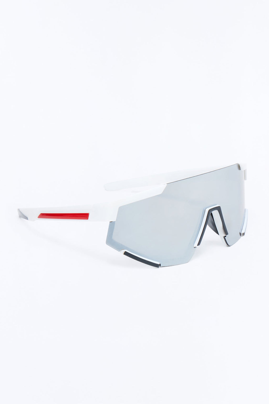 Striving Forward Sport Wrap Sunglasses - Silver/Red