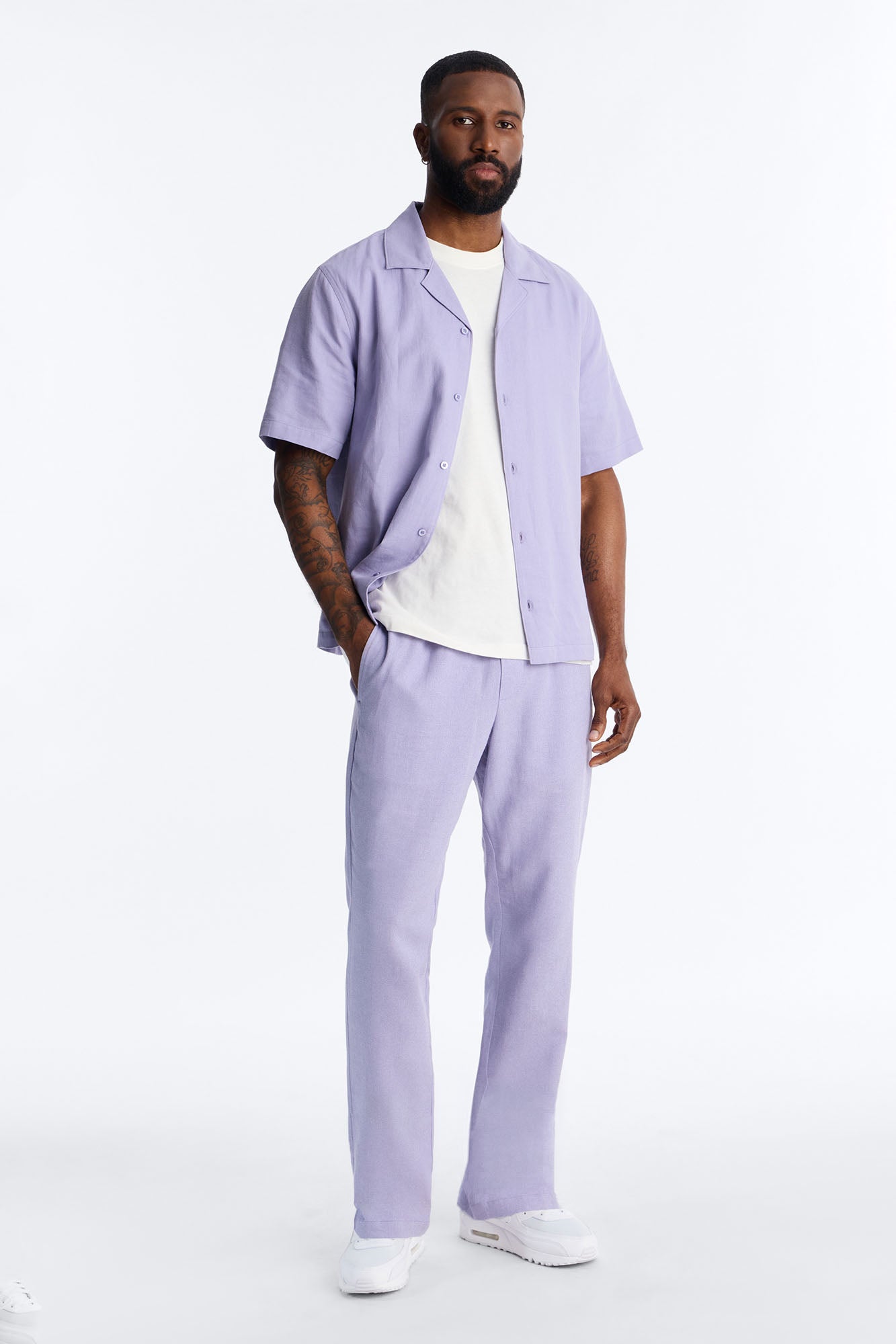 Bahamas Linen Slim Pull On Pants - Lavender