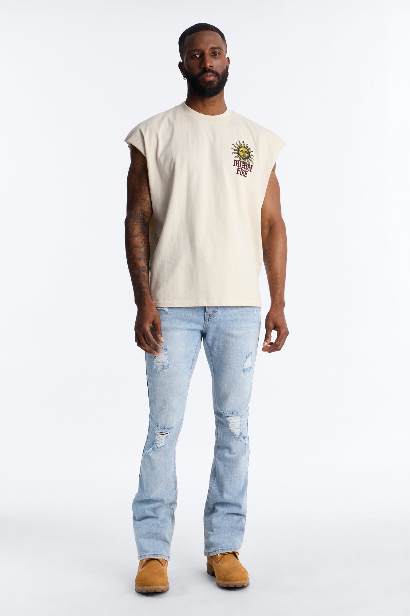 Miami Fire Vintage Muscle Tee - Off White