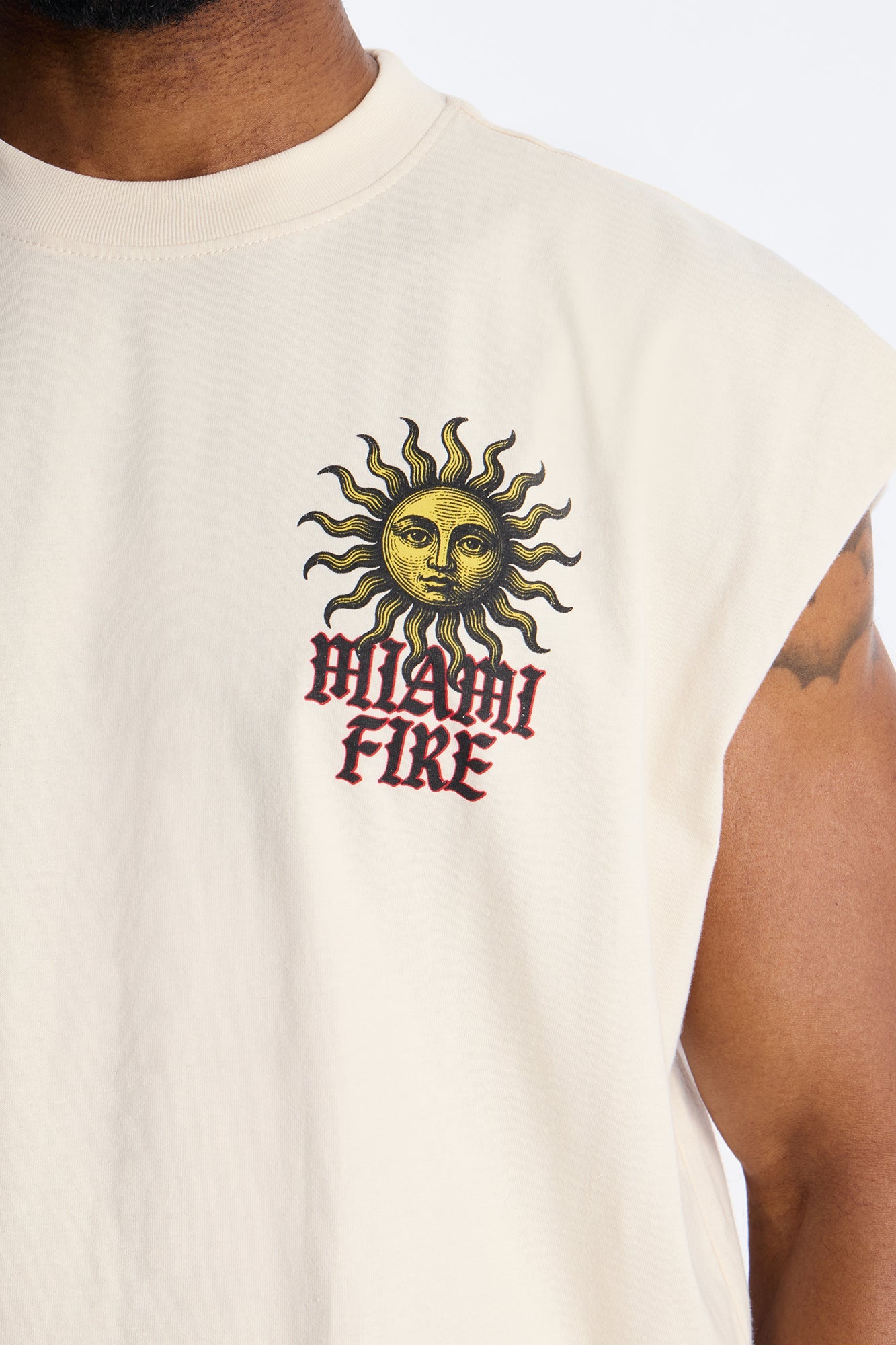 Miami Fire Vintage Muscle Tee - Off White