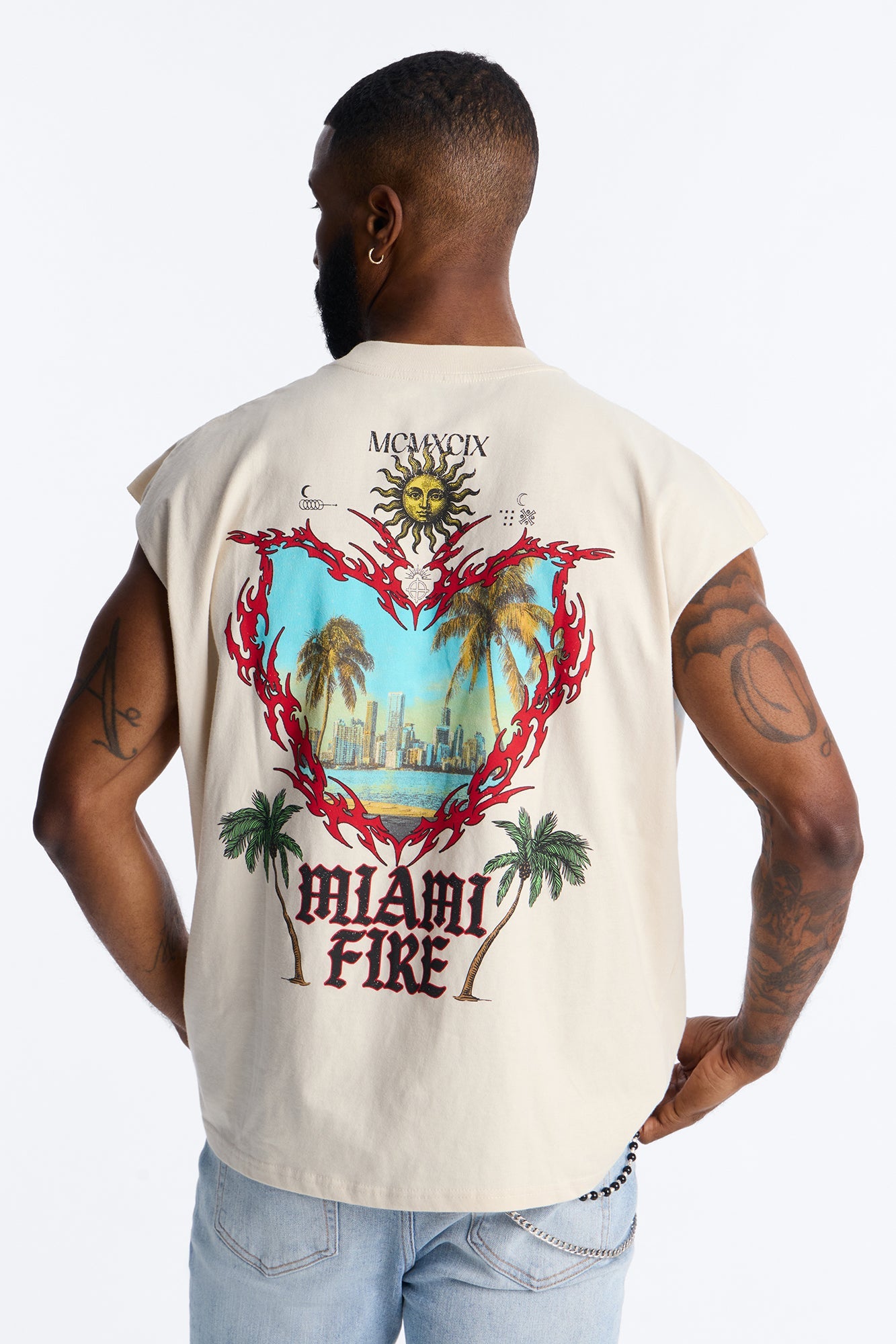 Miami Fire Vintage Muscle Tee - Off White