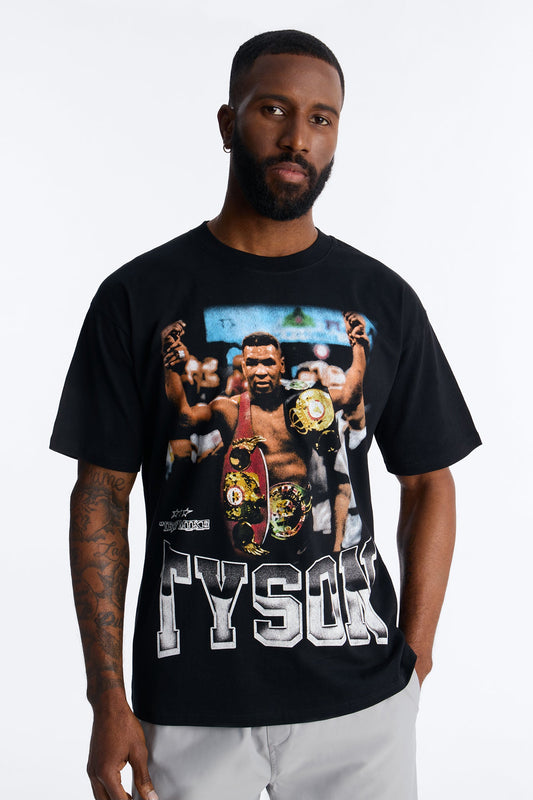 Mike Tyson Knockout Tour Heavy Weight Oversized Short Sleeve Tee - Black