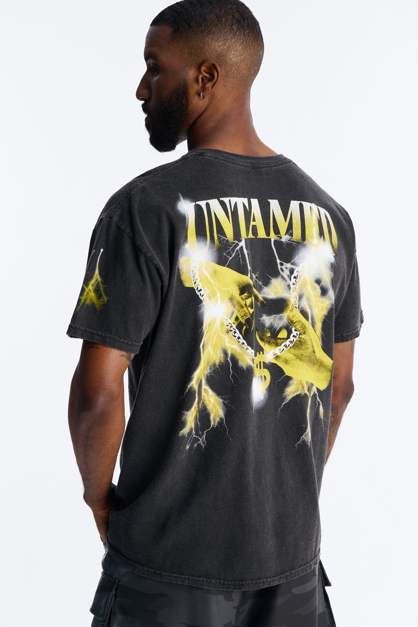 Untamed Hustle Vintage Oversized Short Sleeve Tee - Black Wash