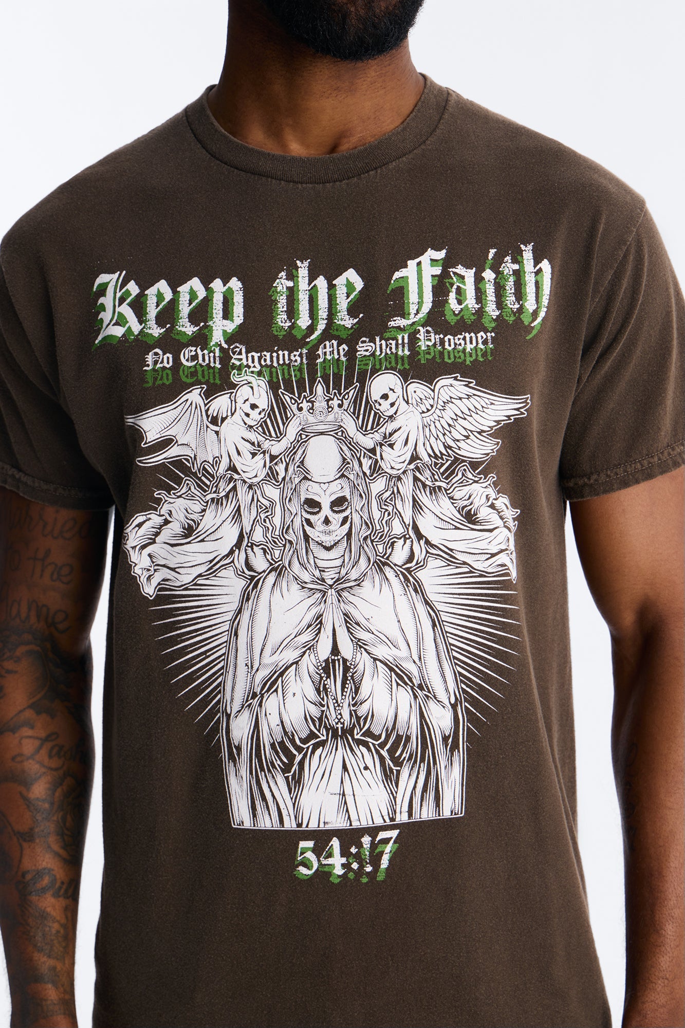 Keep The Faith Always Vintage Short Sleeve Tee - Brown