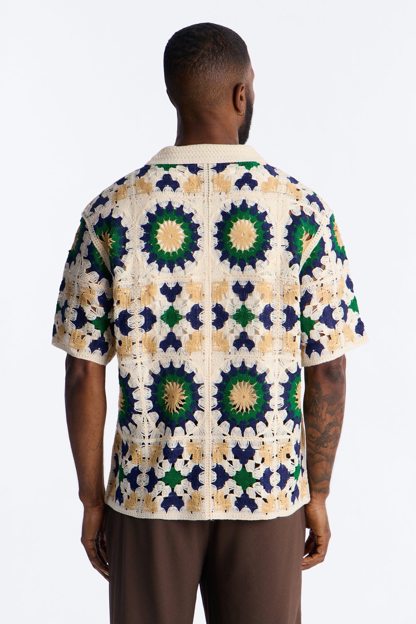 Desert Hues Crochet Button Up Shirt - Cream