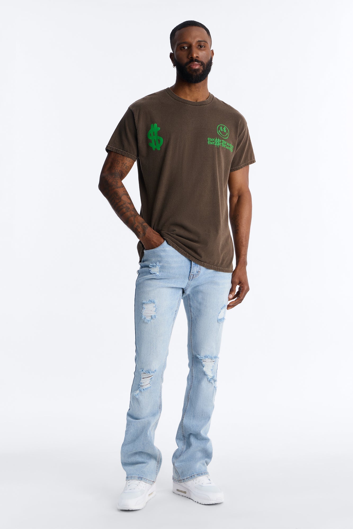 Money Runs The World Vintage Short Sleeve Tee - Chocolate