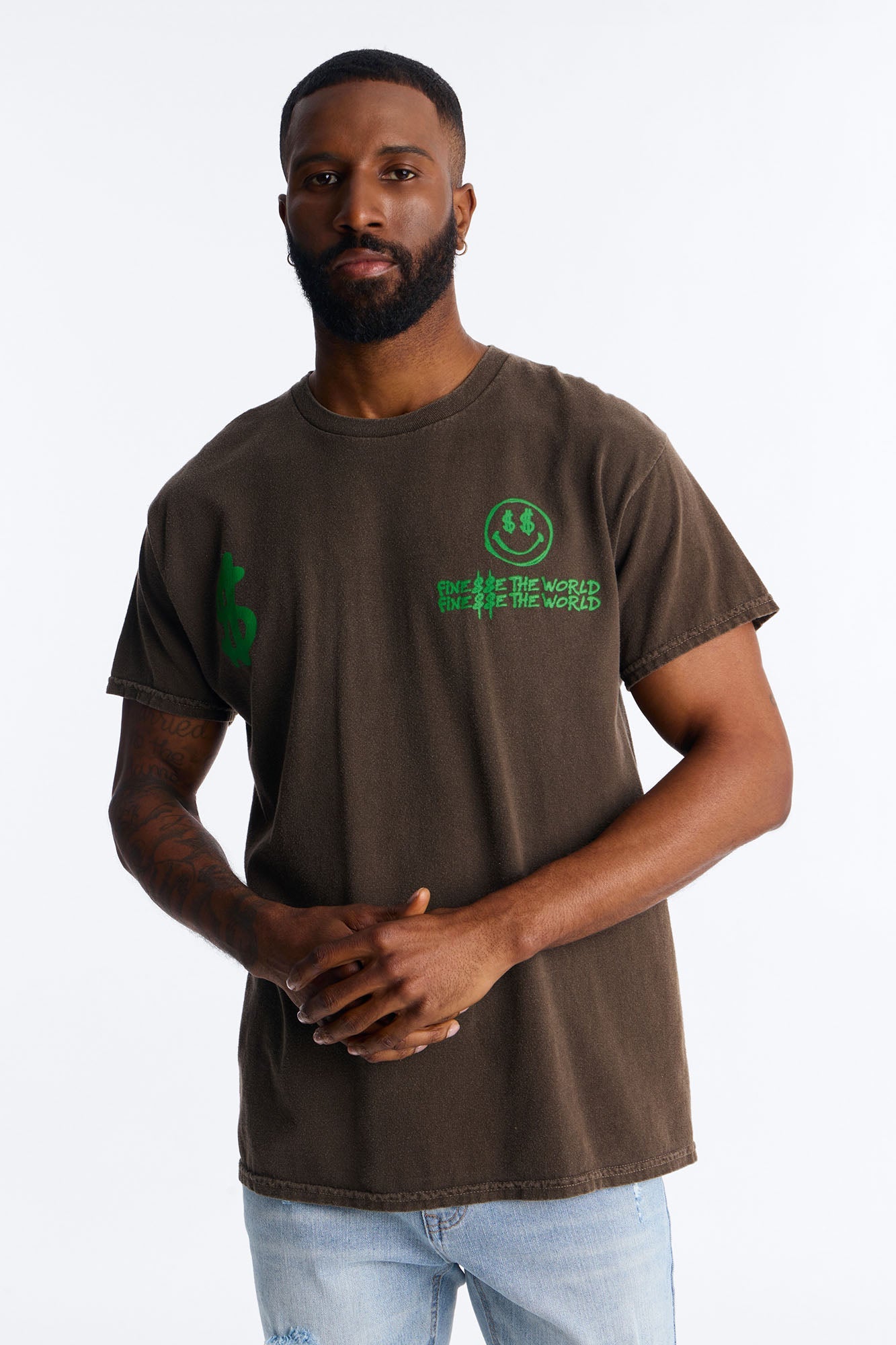 Money Runs The World Vintage Short Sleeve Tee - Chocolate