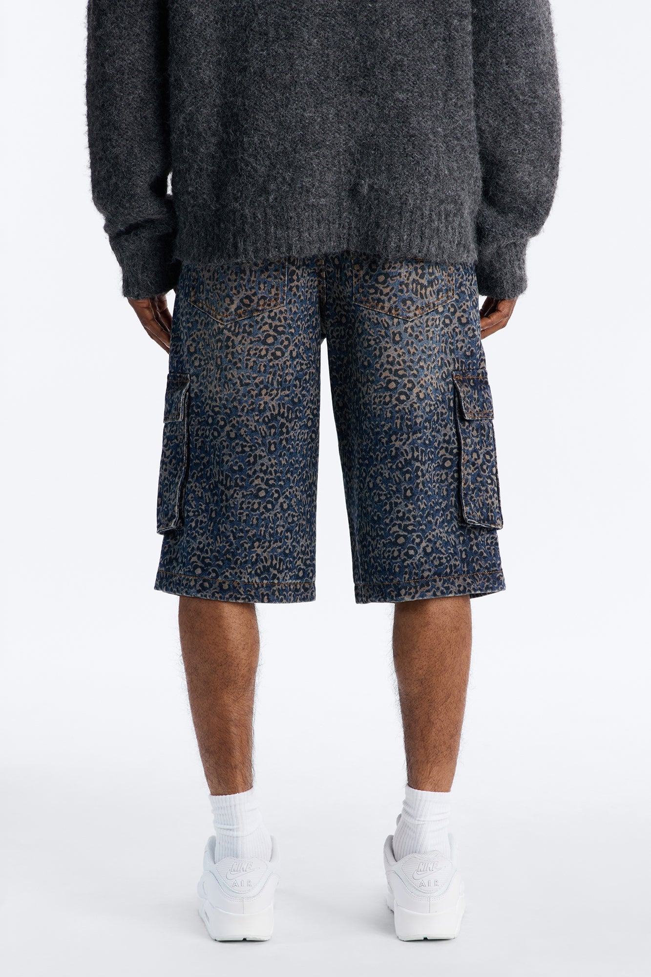 Snow Leopard Dusk Baggy Cargo Denim Short - Dark Wash