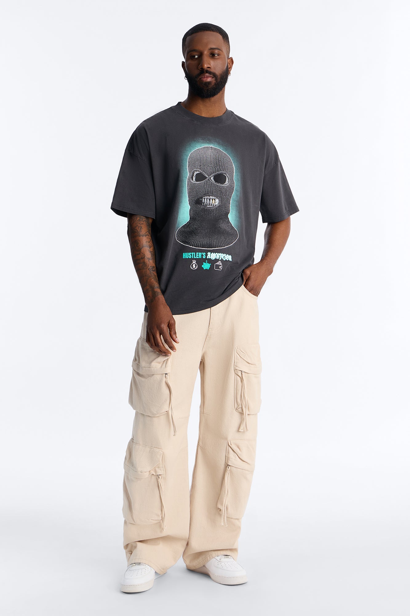 Hustle Forever Vintage Boxy Short Sleeve Tee - Black Wash