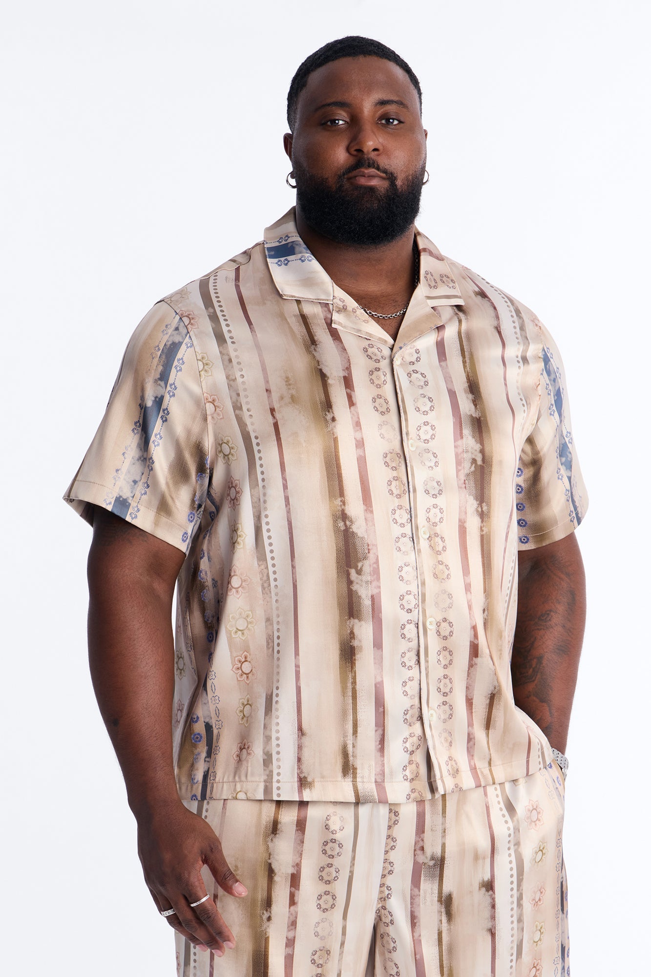 Rosewood Cuban Collar Button Up Shirt - Brown