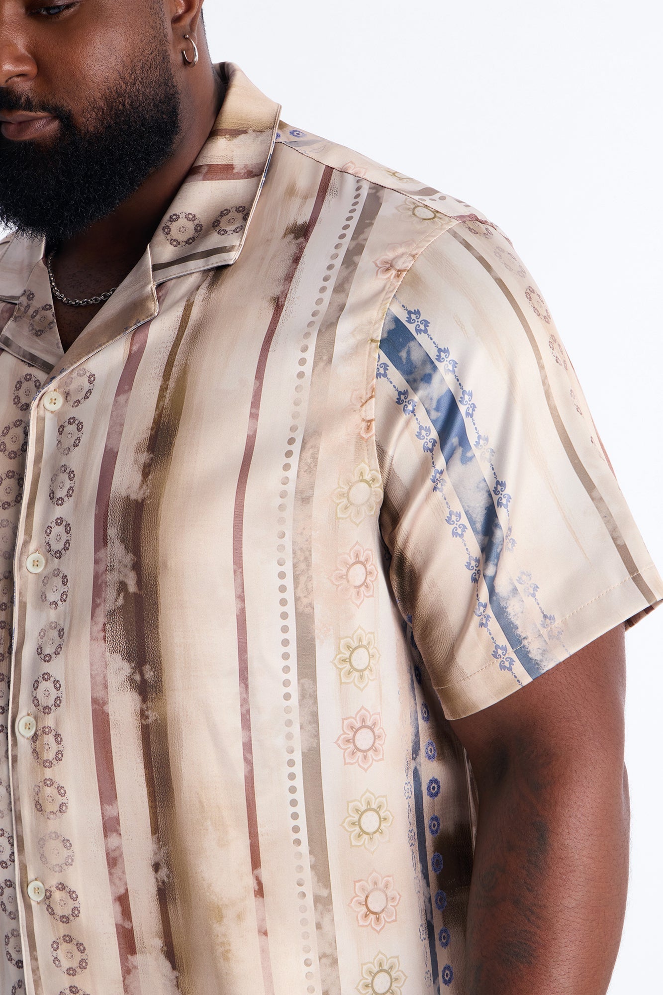 Rosewood Cuban Collar Button Up Shirt - Brown